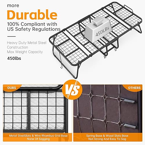 Miniatura 6 de INTERGREAT Cama plegable con colchón, cama individual plegable, cama enrollable para adultos, camas de invitados enrollables portátiles de 75 x 38