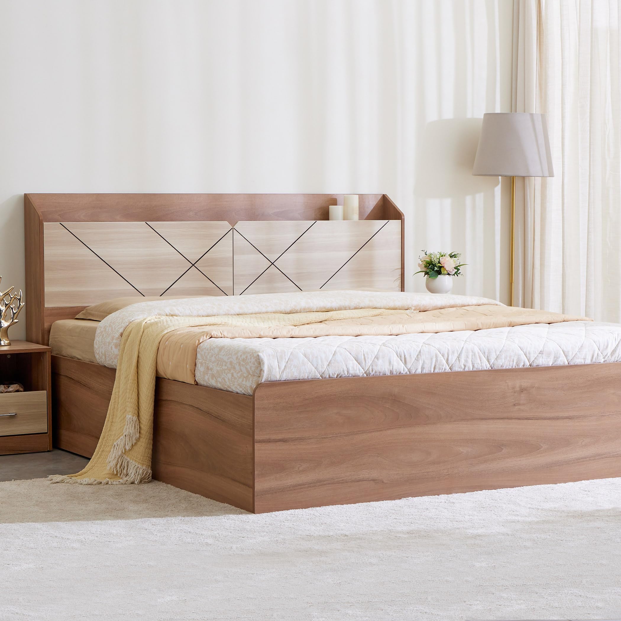 Home Centre Helios Reynan Cannes King Bed |Engineered Wood with Hydraulic Bed King Bed| (White) |1 Year Warranty-picture-16