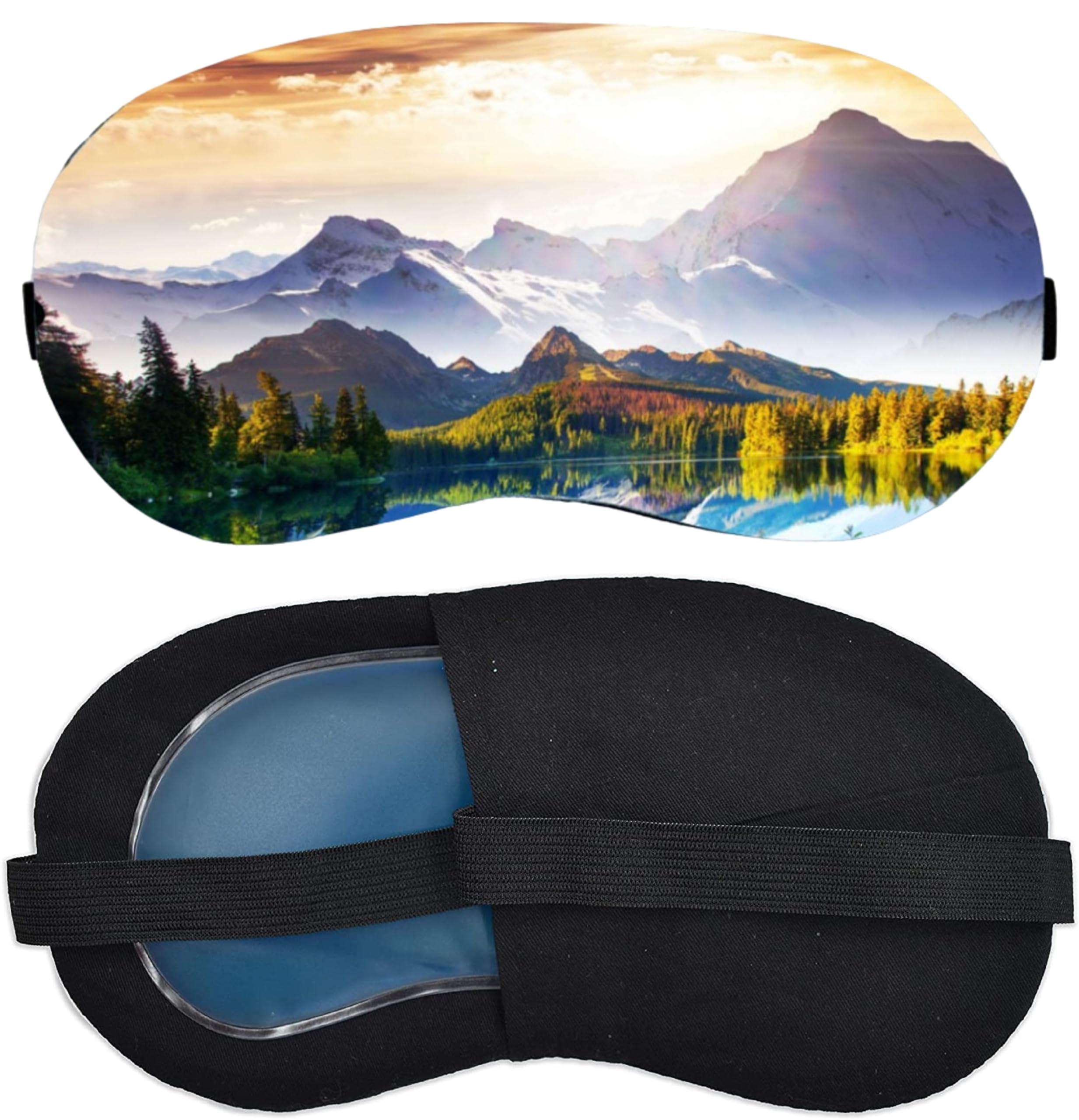Mountain Landscape Printed Sleep Eye Mask Pack of 2, Soft Light Blocking Sleeping Mask with Adjustable Elastic Strap, Comfortable Eye Cover for Travel, Meditation, Nap, Yoga, Night Sleep for Men & Women-image-6