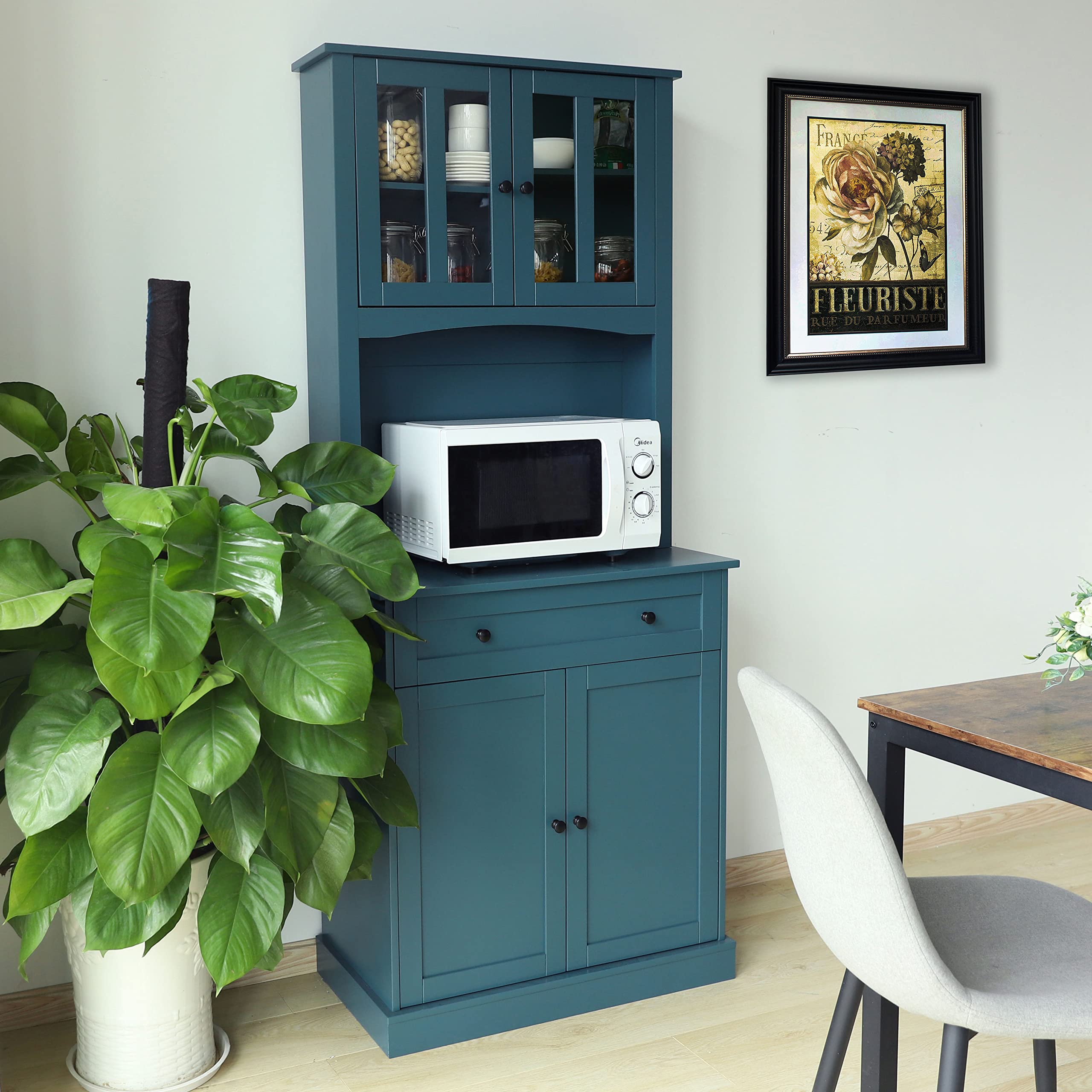 Buy VEIKOUS 72" Kitchen Pantry Buffet Freestanding Storage with Hutch, Wide Countertop