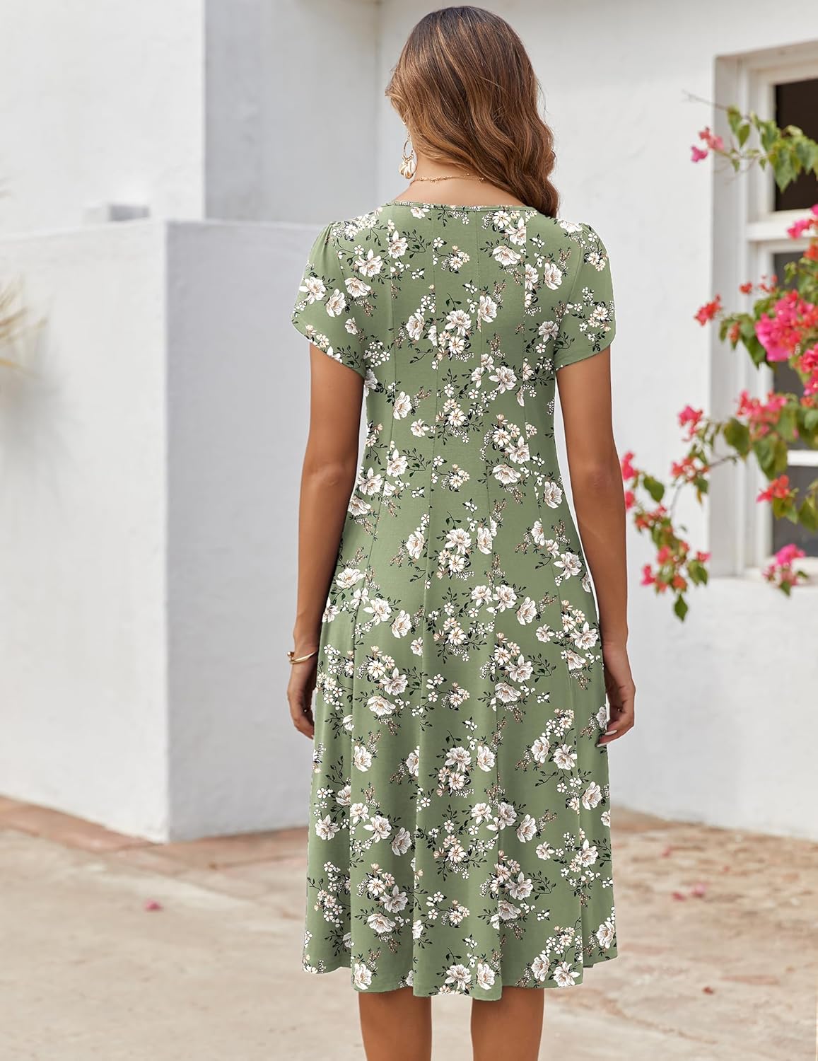 ZEAGOO Womens Casual Dresses for Summer Short Sleeve Flare Midi Dress Loose Flowy Beach Sundress - Image 4