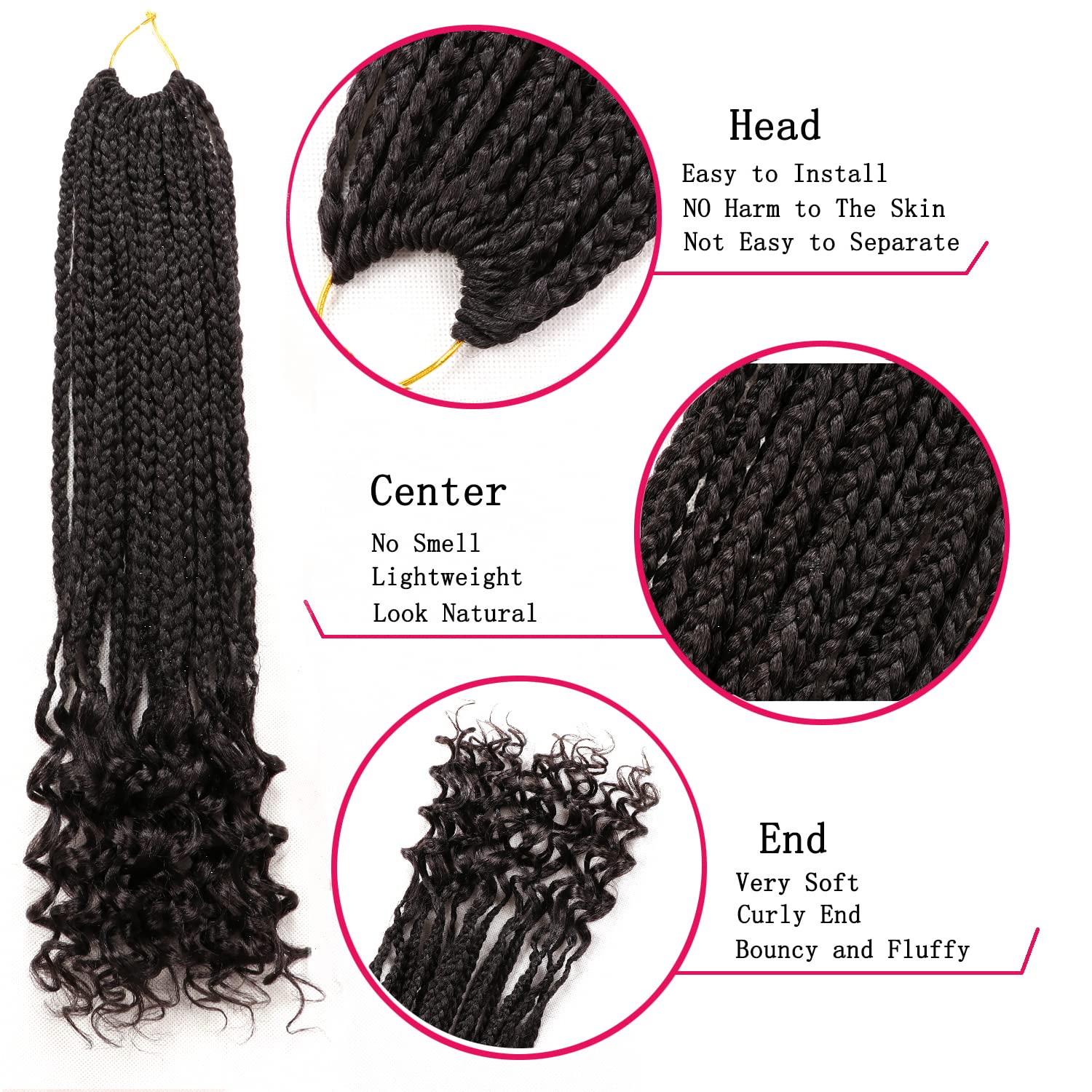 Extensiones de pelo sintético de Crochet para trenzar, trenzas Kanekalon, juego de extensiones de pelo sintético (45,7 cm (paquete de 7), 2)