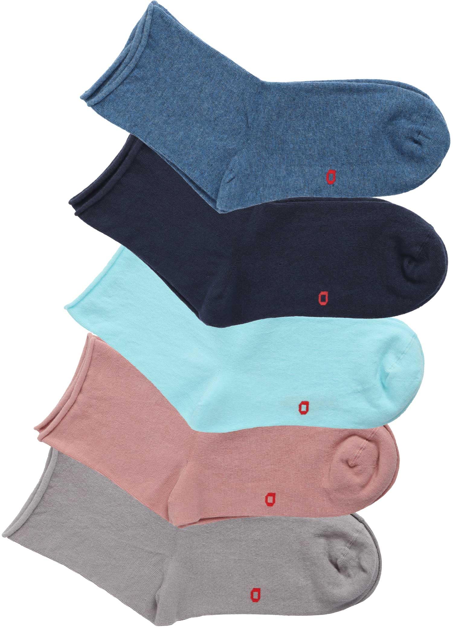 alber's SENSITIVE - 5 Pairs Women's Cotton Crew Socks, Super Comfort, Non Binding Top, for Sensitive Feet, Colour Mix 2, Size 3.5-5