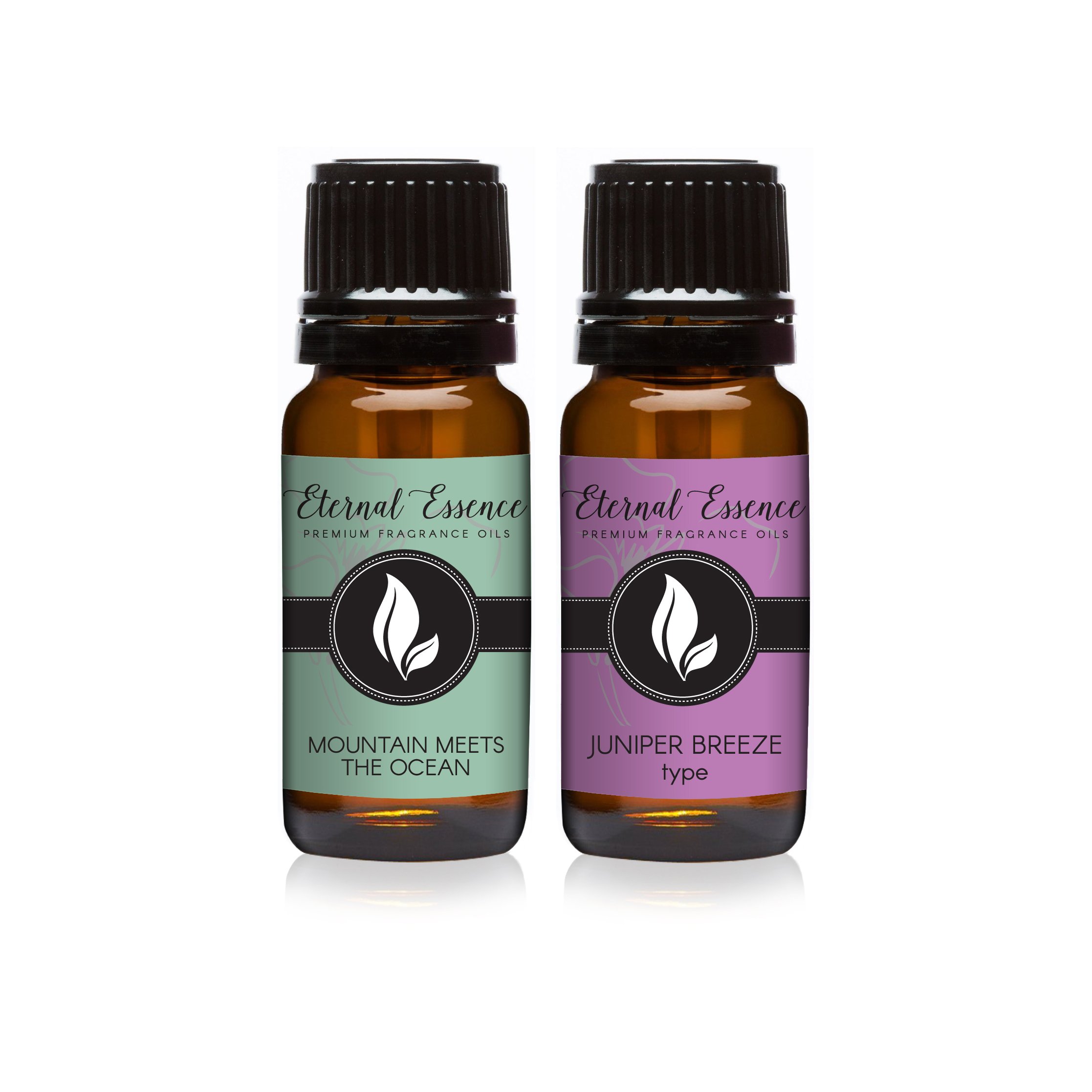Eternal Essence Oils 2 Pack 10ml Premium Fragrance Oil - Mountain Meets The Ocean &amp; Juniper Breeze - for Candle, Soap Making, Aromatherapy, Diffusers, Home Care, &amp; Humidifiers