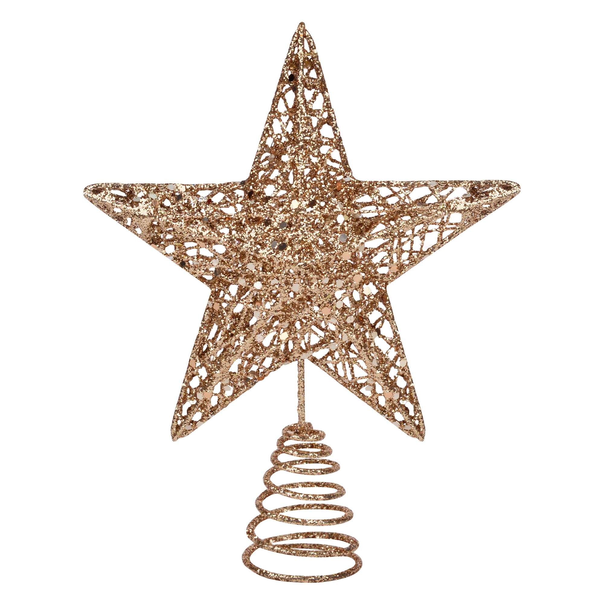 Champagne Star Christmas Tree Topper Star for Christmas Tree Metal Xmas Tree Topper for Christmas Decorations Ornaments 20cm
