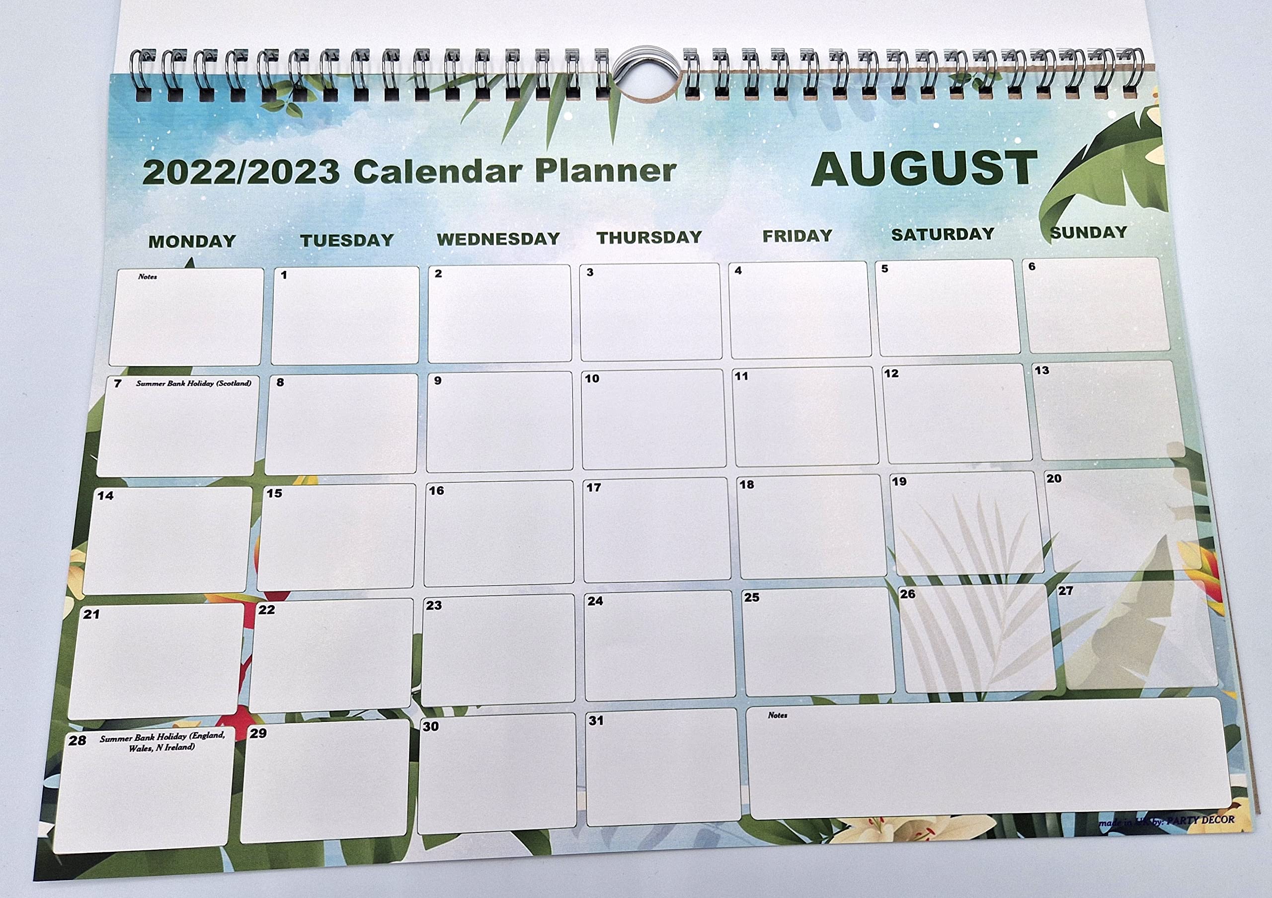 A4 Size Wire Bound Tropical Mid Year Calendar 2023-2024, Month to View, Great for the Home Office, Classroom or Work Place - Image 3