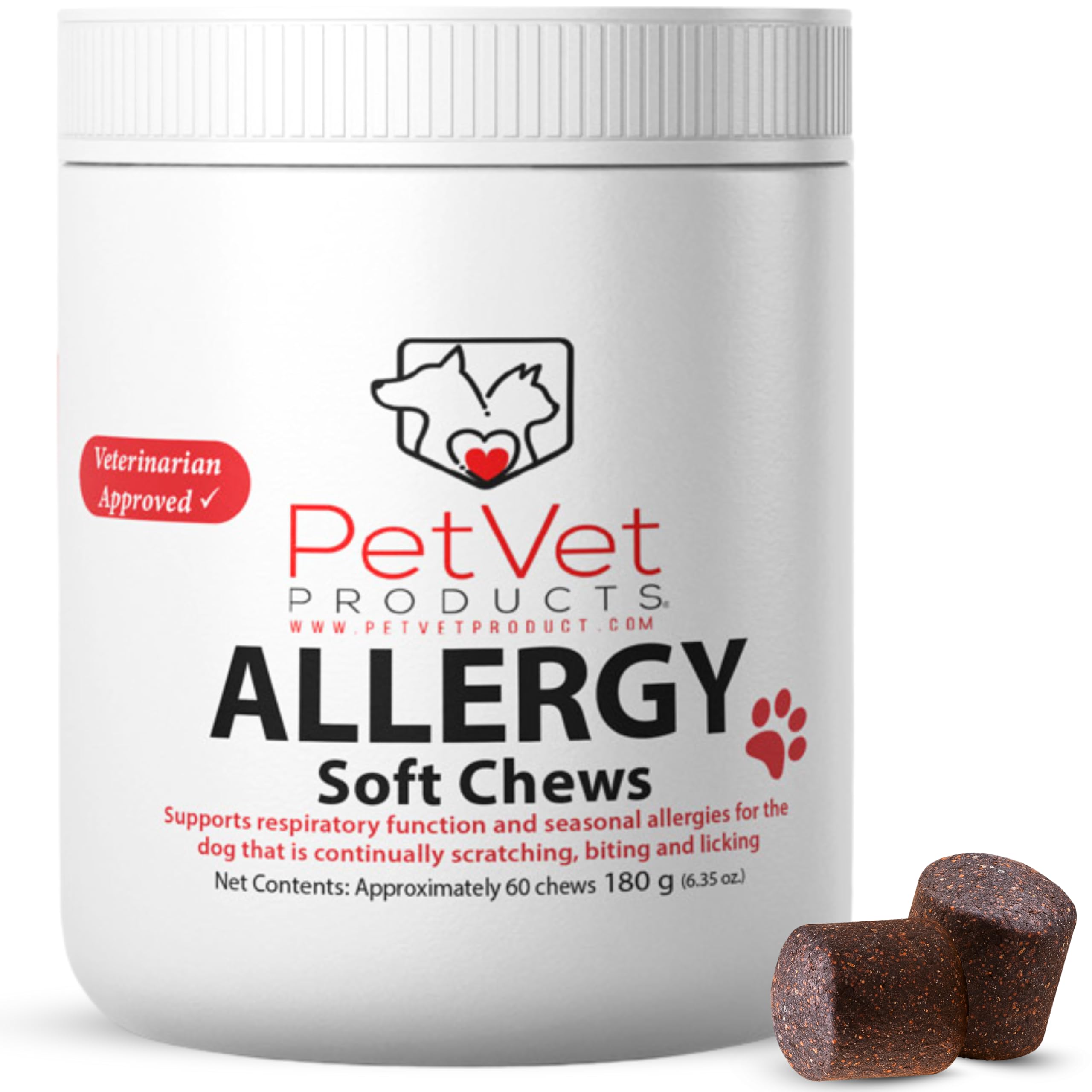 Pet Vet Allergy Relief Chews for Dogs (Beef Liver) – Itchy Skin Relief for Dog Allergies – Skin Irritation Treatment, Allergy Chews, Pet Probiotics –