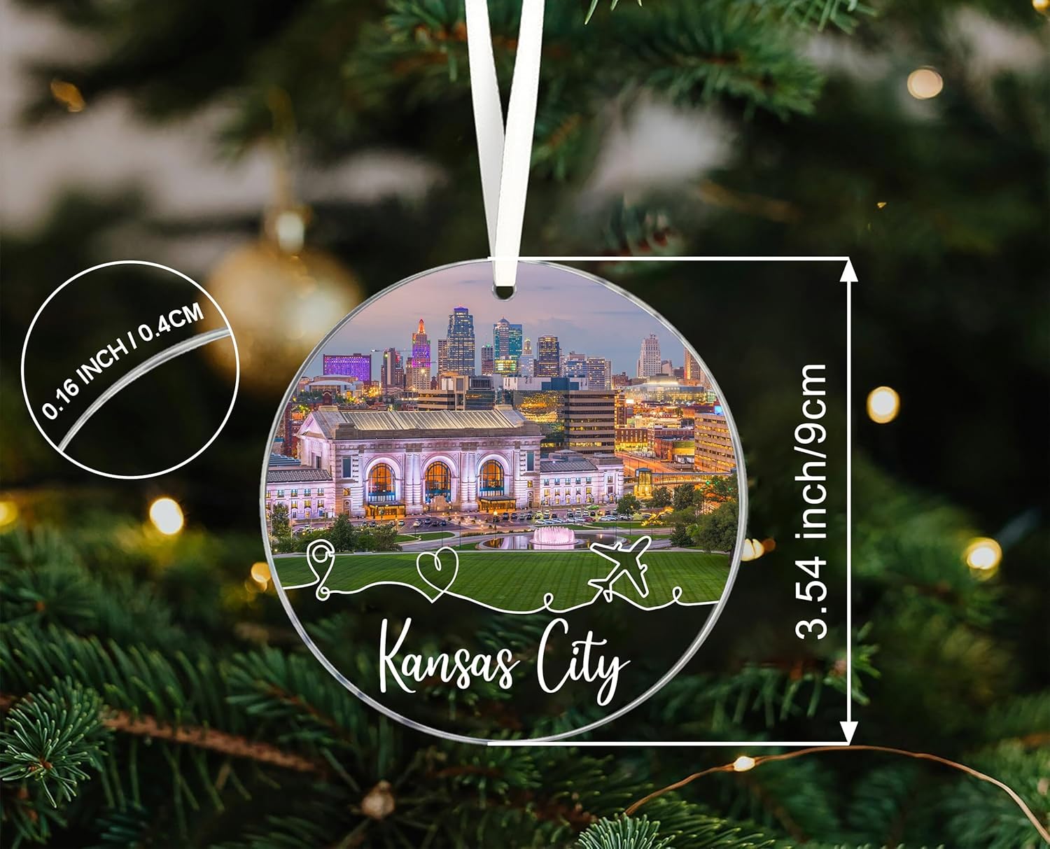 Kansas City Travel Souvenirs Christmas Ornament Acrylic, New City Gift, New Home Gifts, Move to Kansas City in Missouri Gifts, Ornament Gifts for Friends, Kansas City Lovers - Image 2