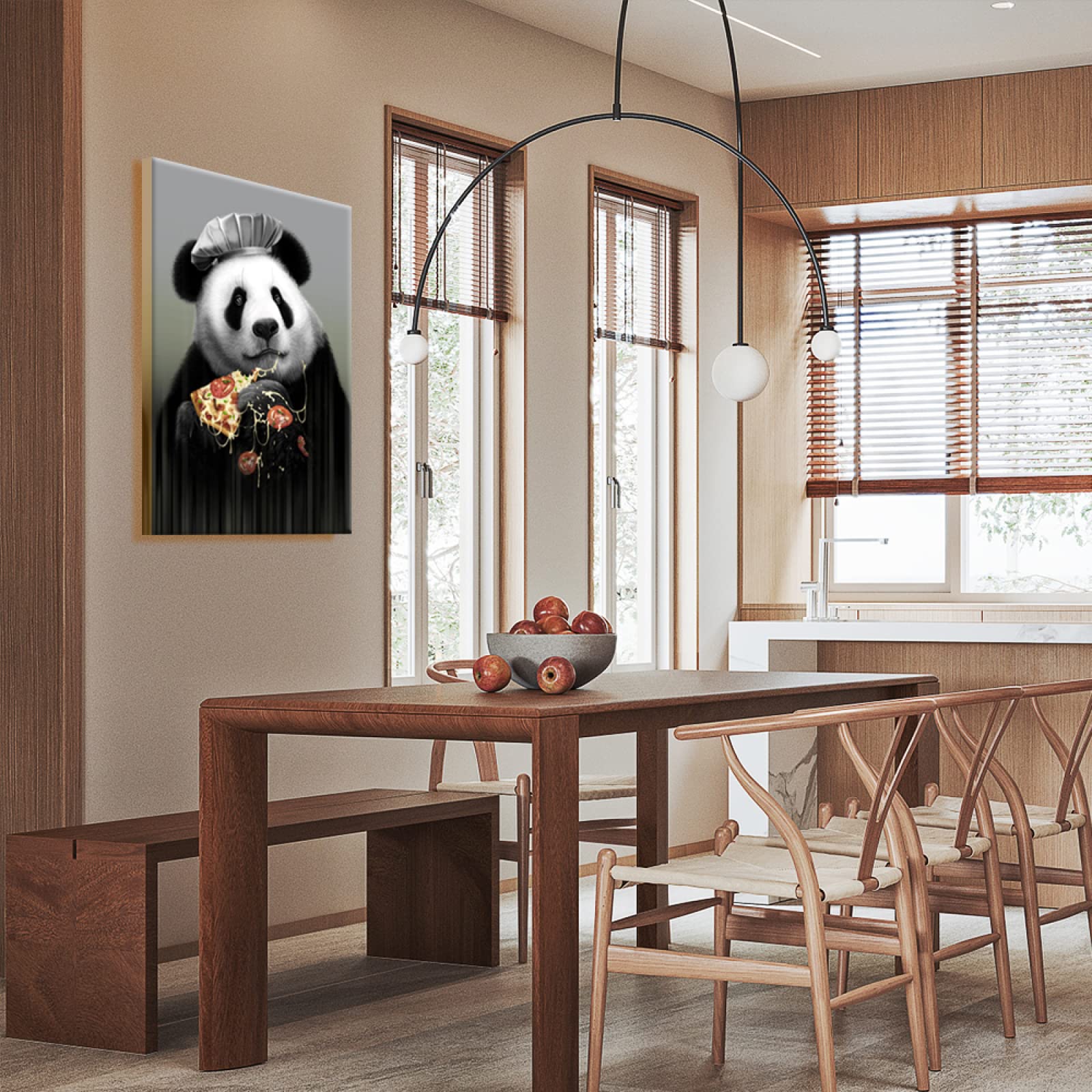Blanriguelo Stampe su Tela Panda Carino Che Mangia Pizza Immagini Wall Art Opere d'Arte Pittura Poster Soggiorno Camera da Letto Decorazioni per la casa 40x60 cm (15,7x23,6) Senza Cornice