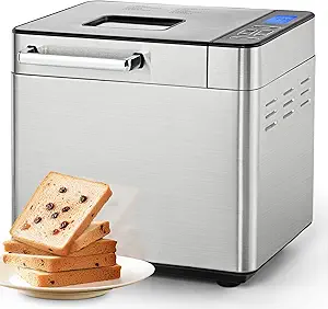2 LB Bread Maker Machine, 13 in 1 Bread Machine with 3 Loaf Sizes and 3 Colors For Beginner, Breadmaker with Fruit & Nut Dispenser, Yogurt, Jam, 13 Hours Timer, Dough Maker, Easy to Clean