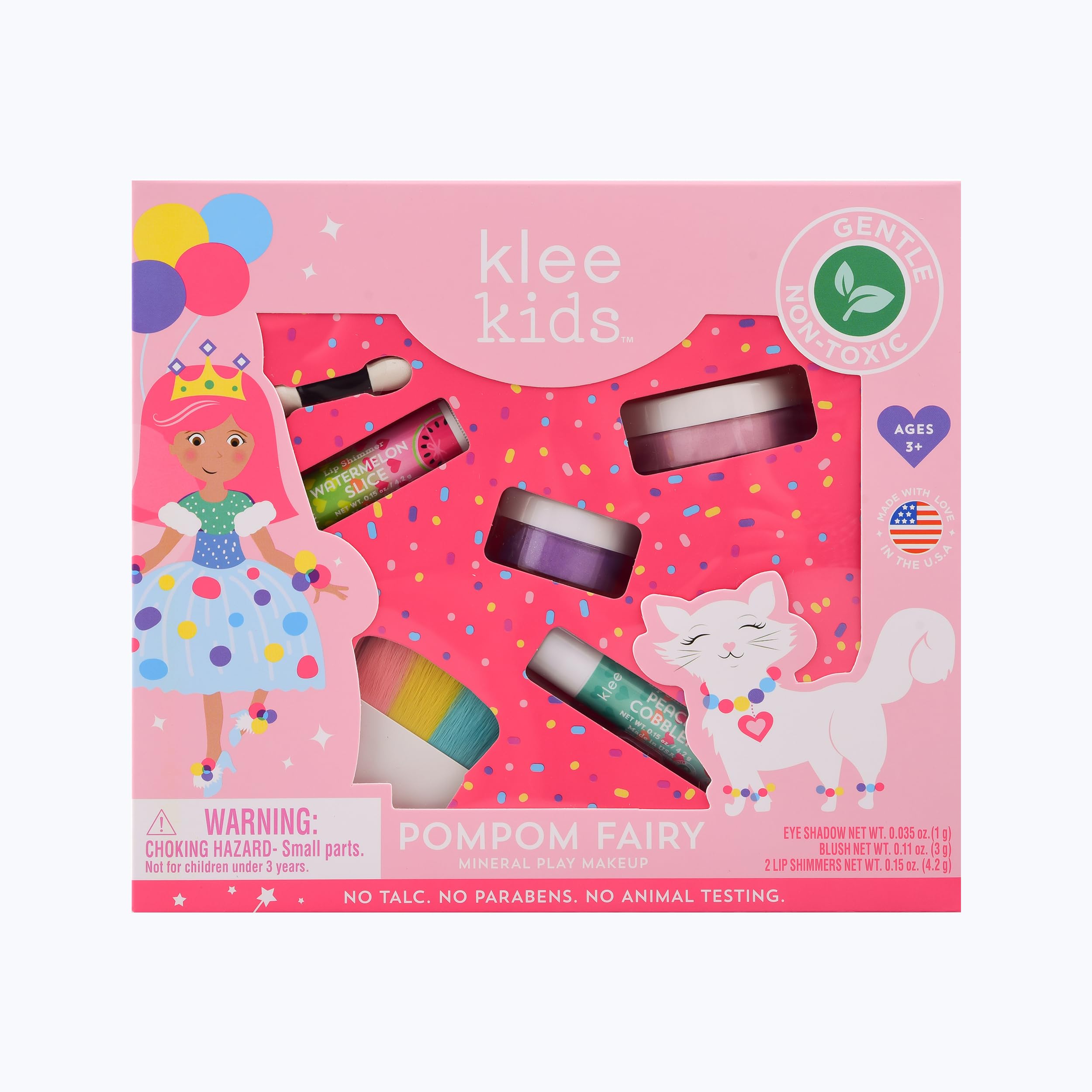 Luna Star Klee Kids Play Makeup Kit. Gentle and Non-Toxic. Kid-Friendly. Made in USA. (Pom Pom Fairy)