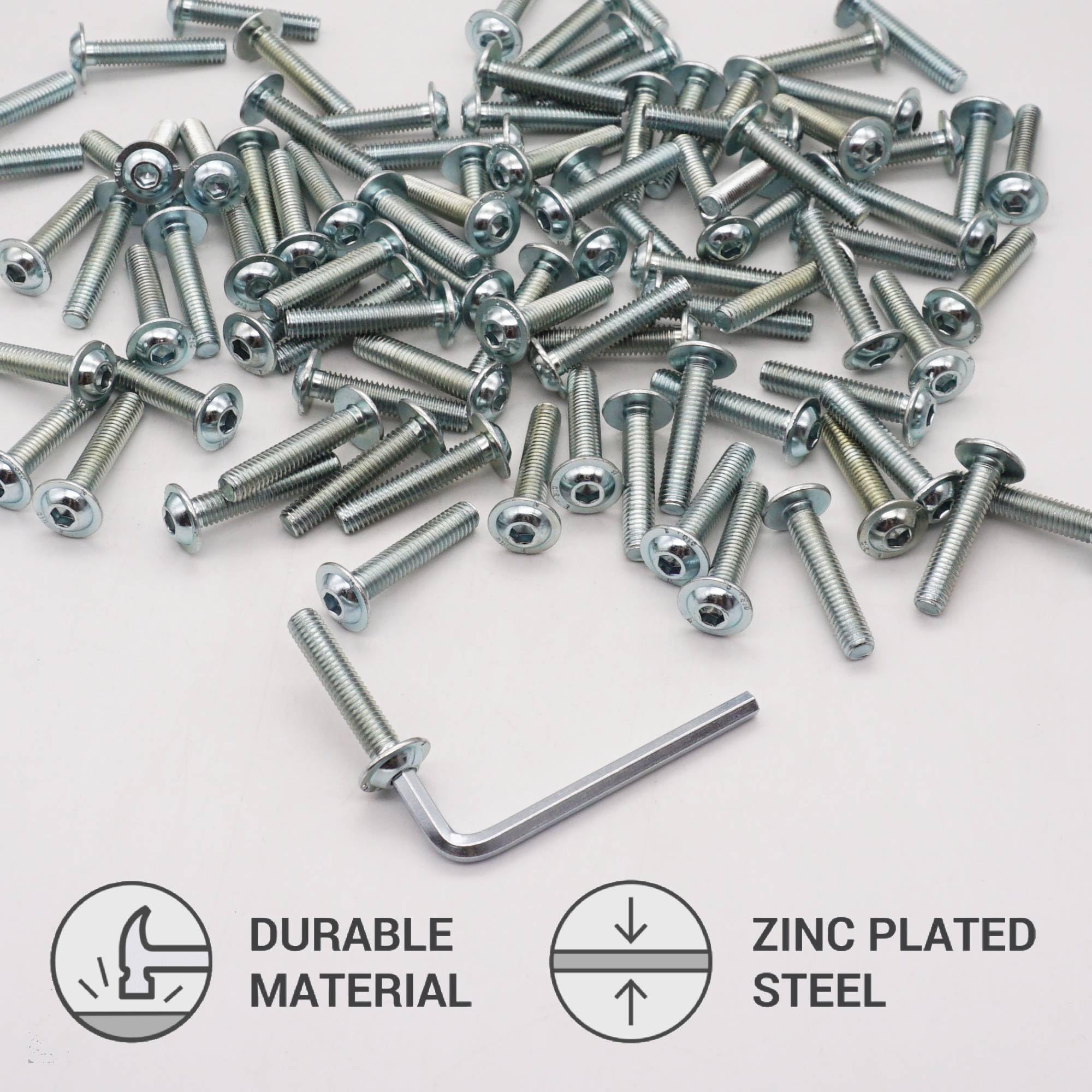 SKIR'CO (20 pezzi) Viti a Testa Bombata con Esagono Incassato M6 x 30 mm con Flangia, Bulloni ISO 7380-2 Zincati, Completamente Filettati