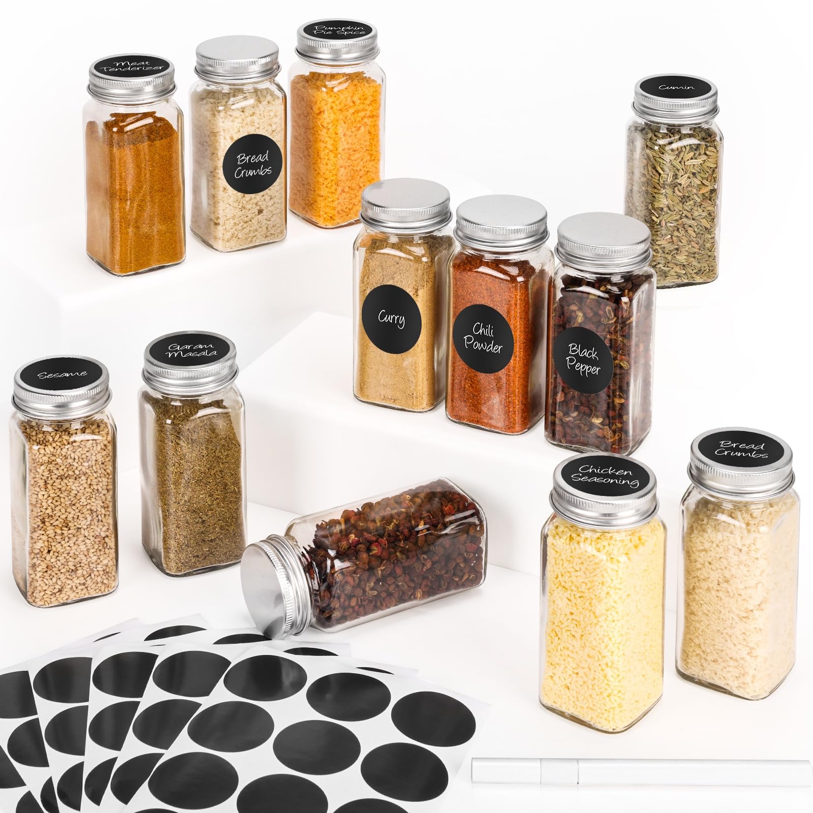 Photo 1 of DIDITIME 12-Pack 4oz Glass Spice Jars with Shaker Lids