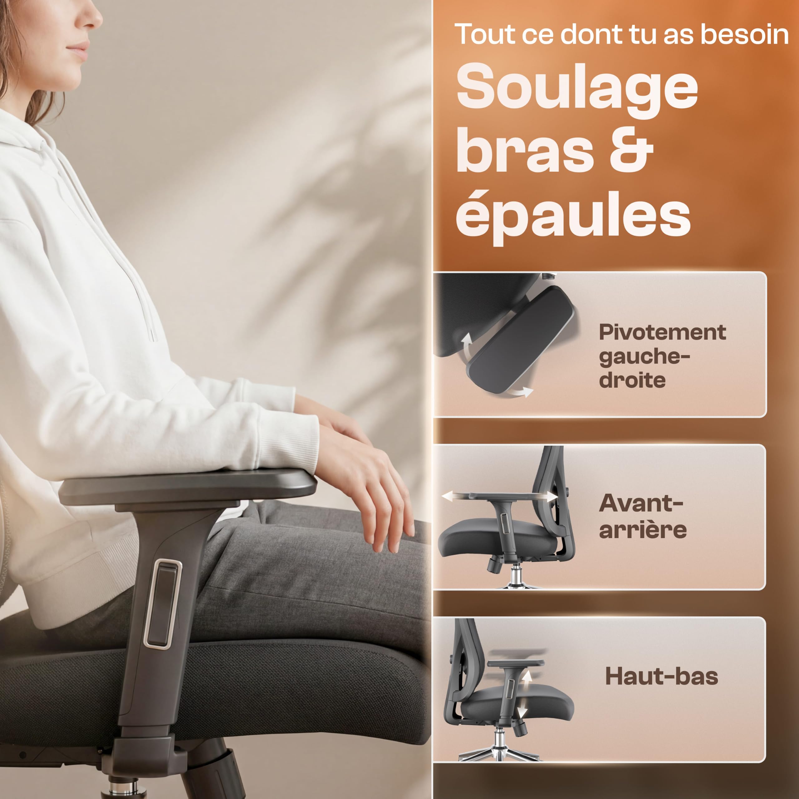 Chaise Bureau Ergonomique, Fauteuil de Bureau avec réglage Confort