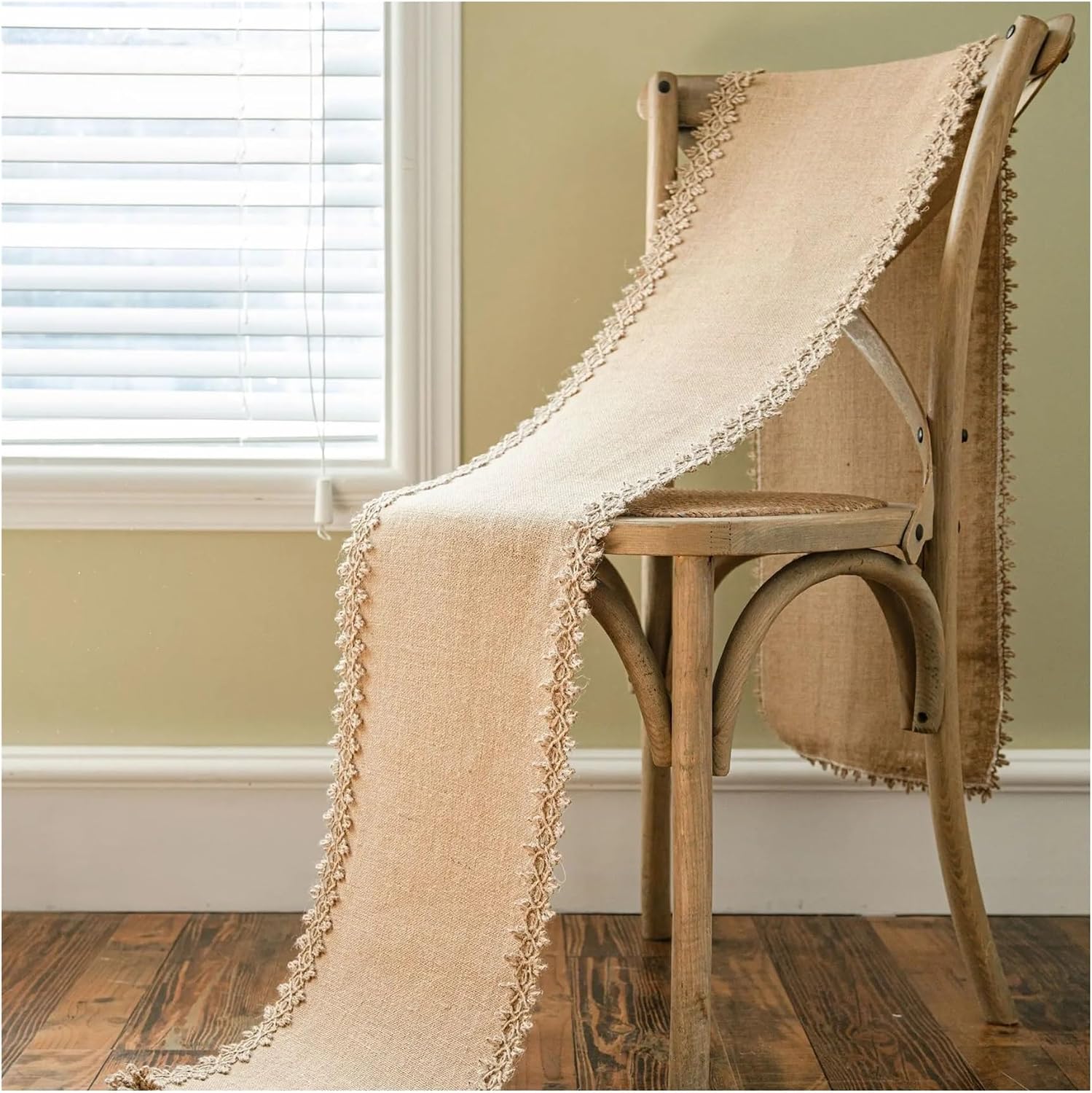 Burlap Table Runners Table Runners Farmhouse Rustic Natural Jute Lace Vintage Country Wedding Birthday Thanksgiving Christmas Party Table Decoration(Color 04,30x120cm)