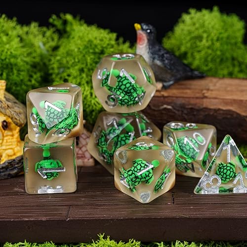 Miniatura 5 de Cusdie Dados DND de 7 troqueles, juego de dados poliédricos rellenos de animales, para juegos de rol, Dungeons and Dragons D&D, MTG Pathfinder