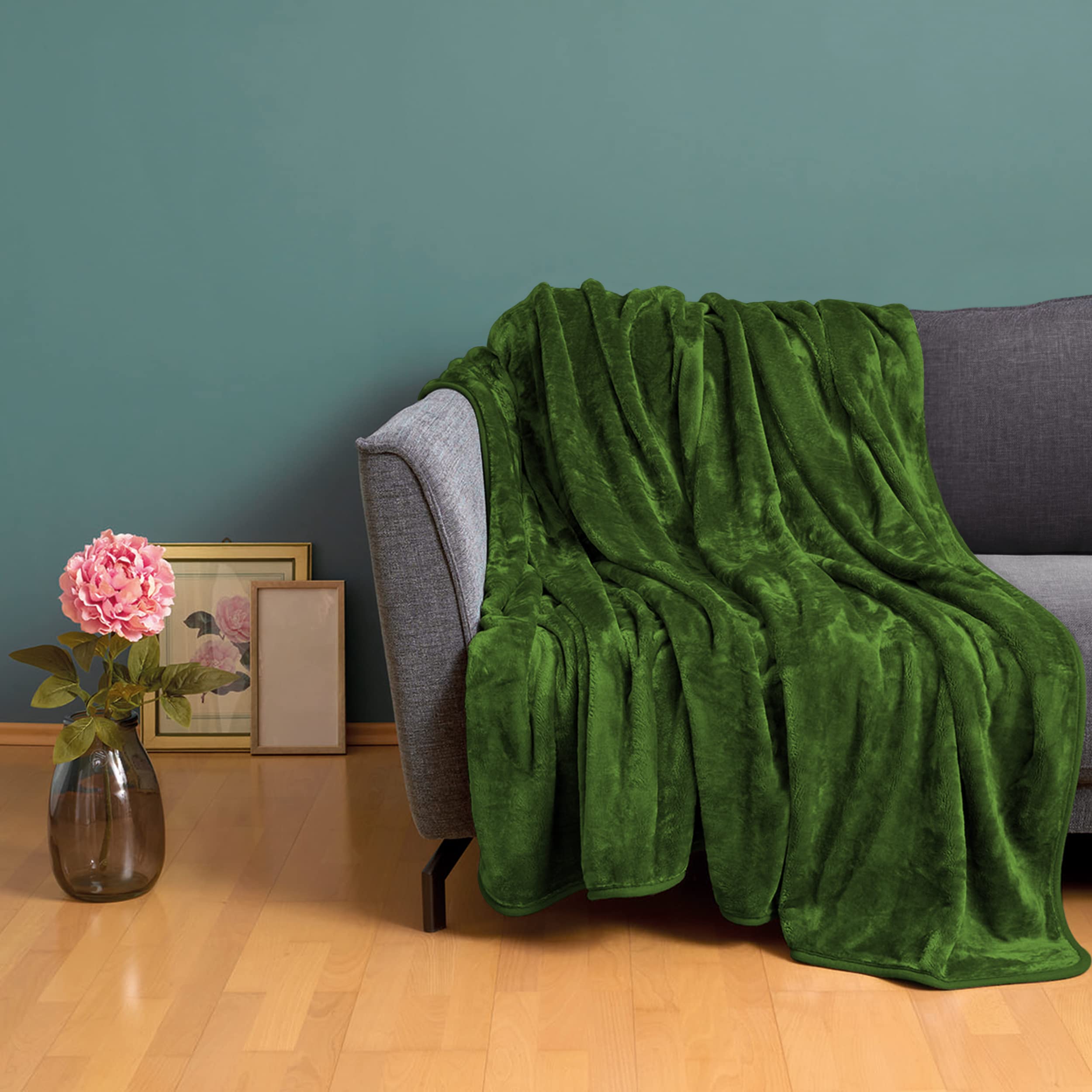 Amago - Kuscheldecke, Cashmere-Feeling, 180 x 220 cm - Dunkelgrün