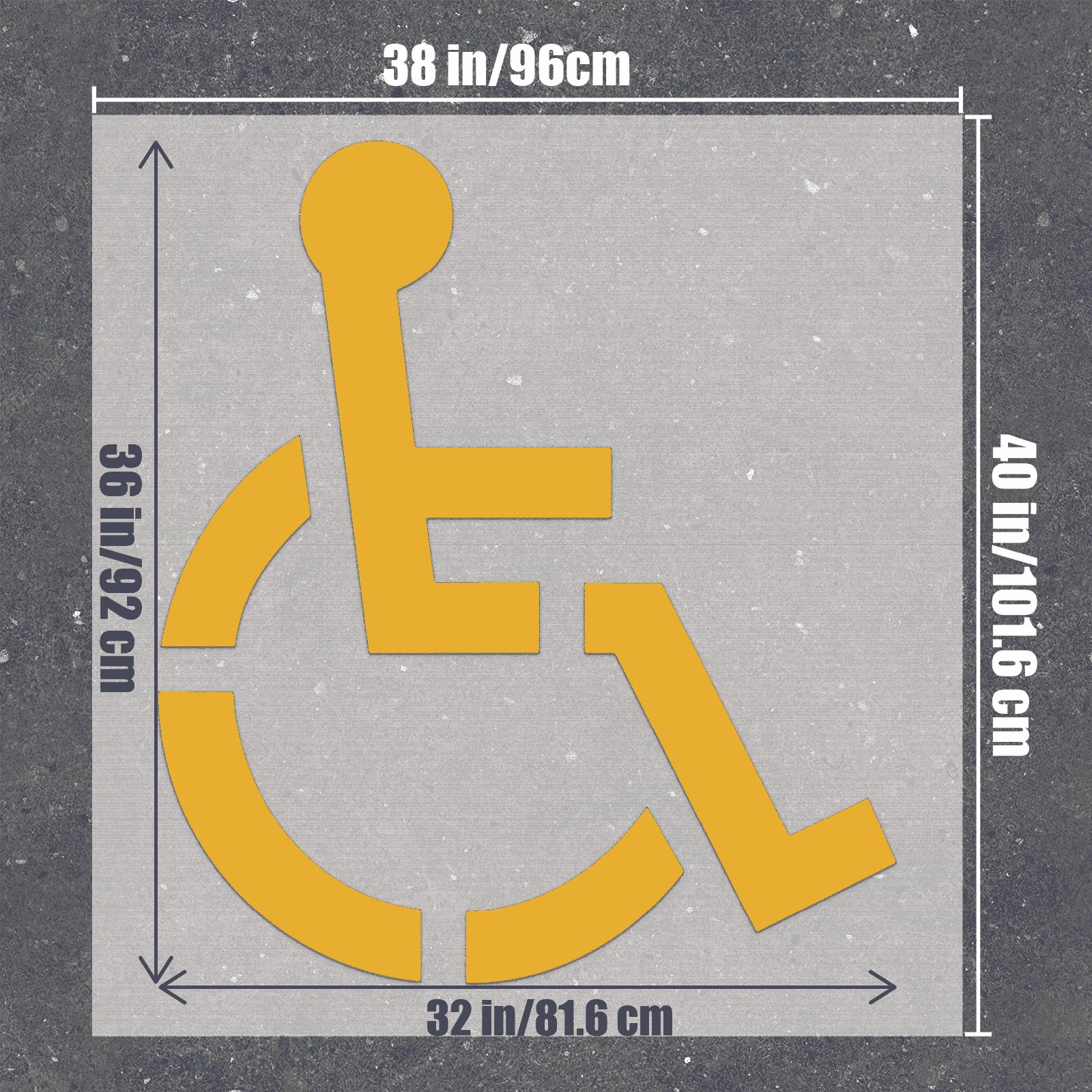 Pochoir professionnel en silicone résistant aux intempéries de 12,7 à 101,2 cm, facile à nettoyer et à utiliser pendant une longue période (100 cm Handicap Stencil)