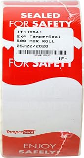 DayMark IT119541 TamperSeal Tamper-Evident 2x4" Writable Labels, Roll of 500 - Food Delivery Security Seals