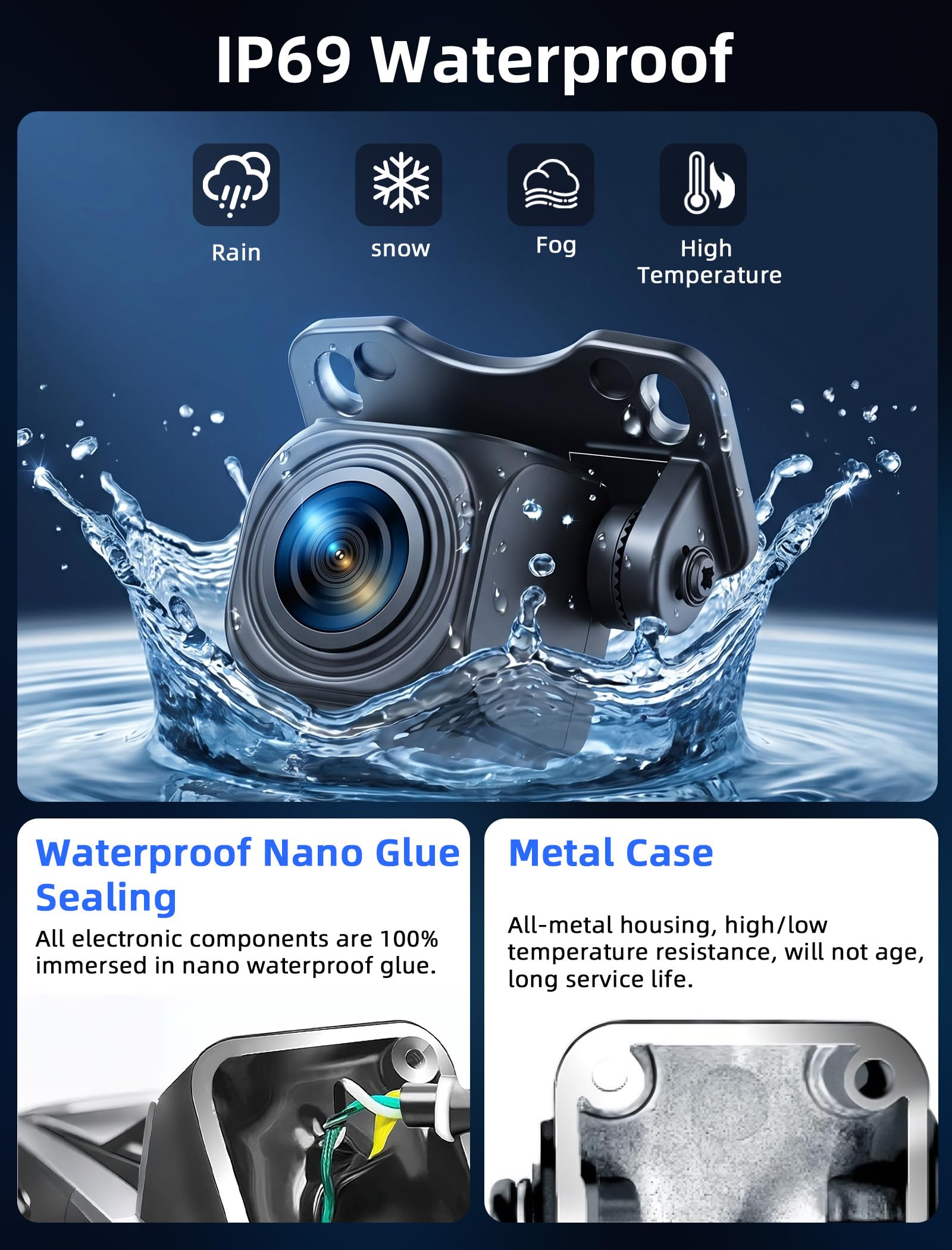 Rückfahrkamera AHD 1080P Universal mit OEM-Halterung Nachtsicht WDR 170° Weitwinkel IP69 Wasserdicht NTSC für SUV Camper Pickup Van