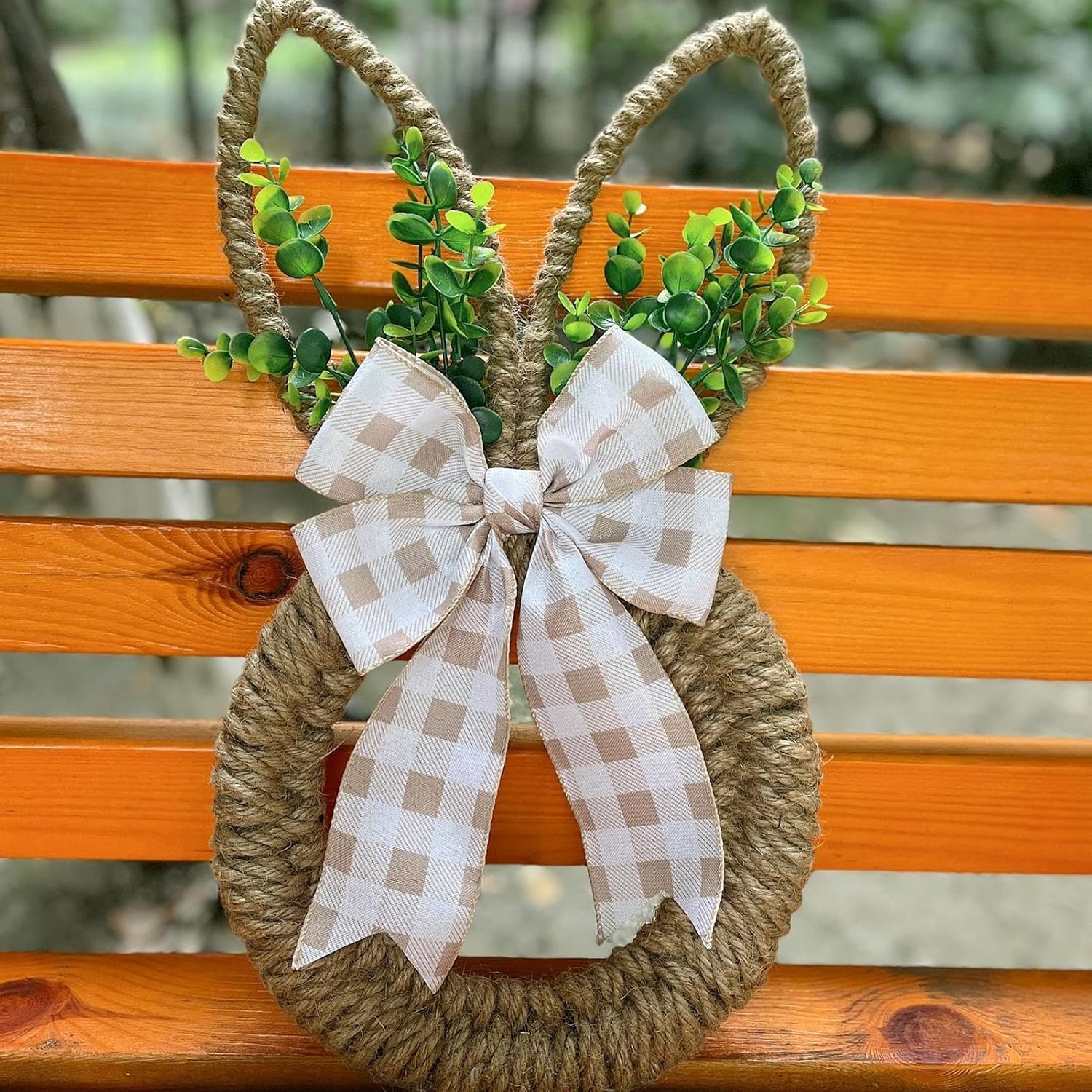 Easter Bunny Wreath,Rabbit Shape Bow Welcome Decor - Easter Wreath | for Outdoor Indoor Home Window Wall Living Room Bedroom Spring Holiday