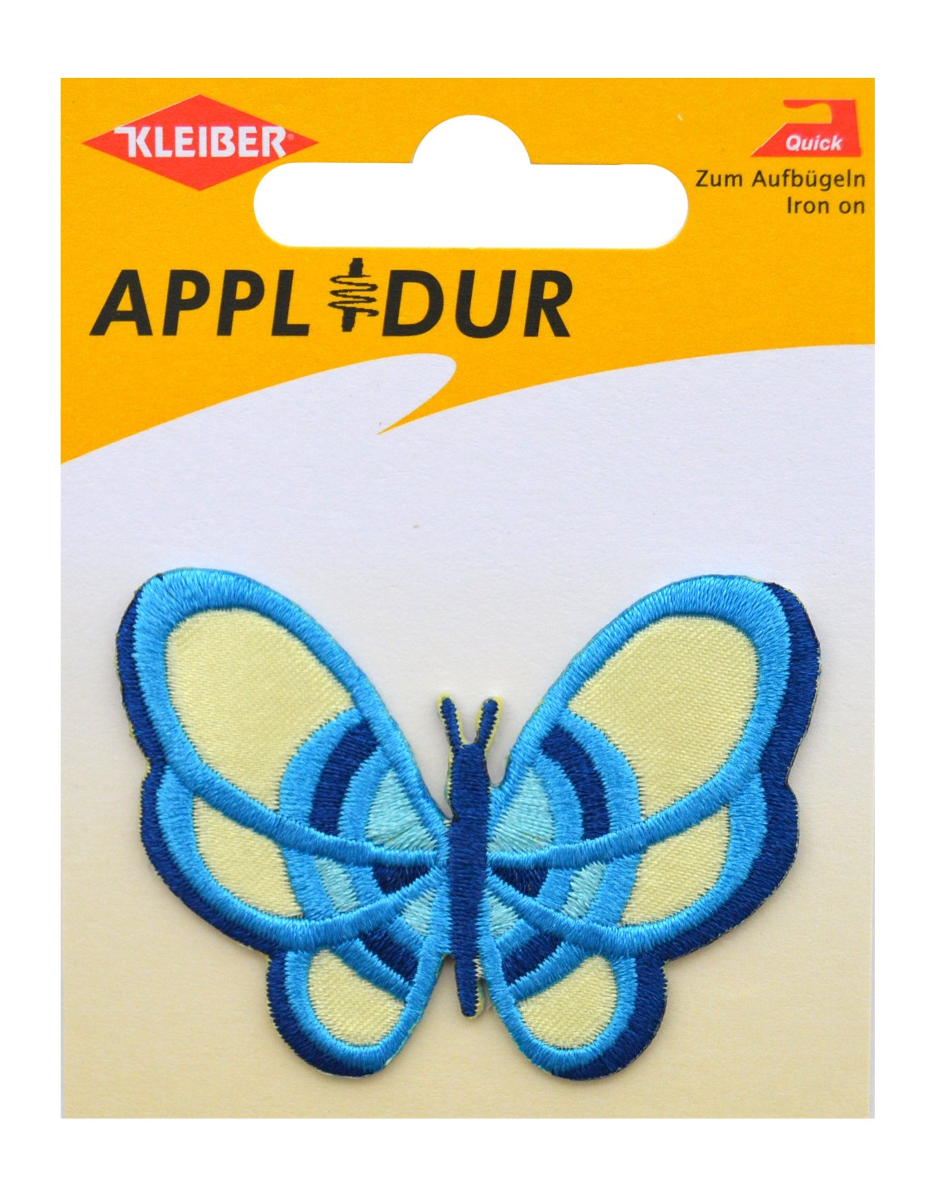 Kleiber 5.5 x 4 cm Butterfly Iron-On Patch, Blue/Yellow