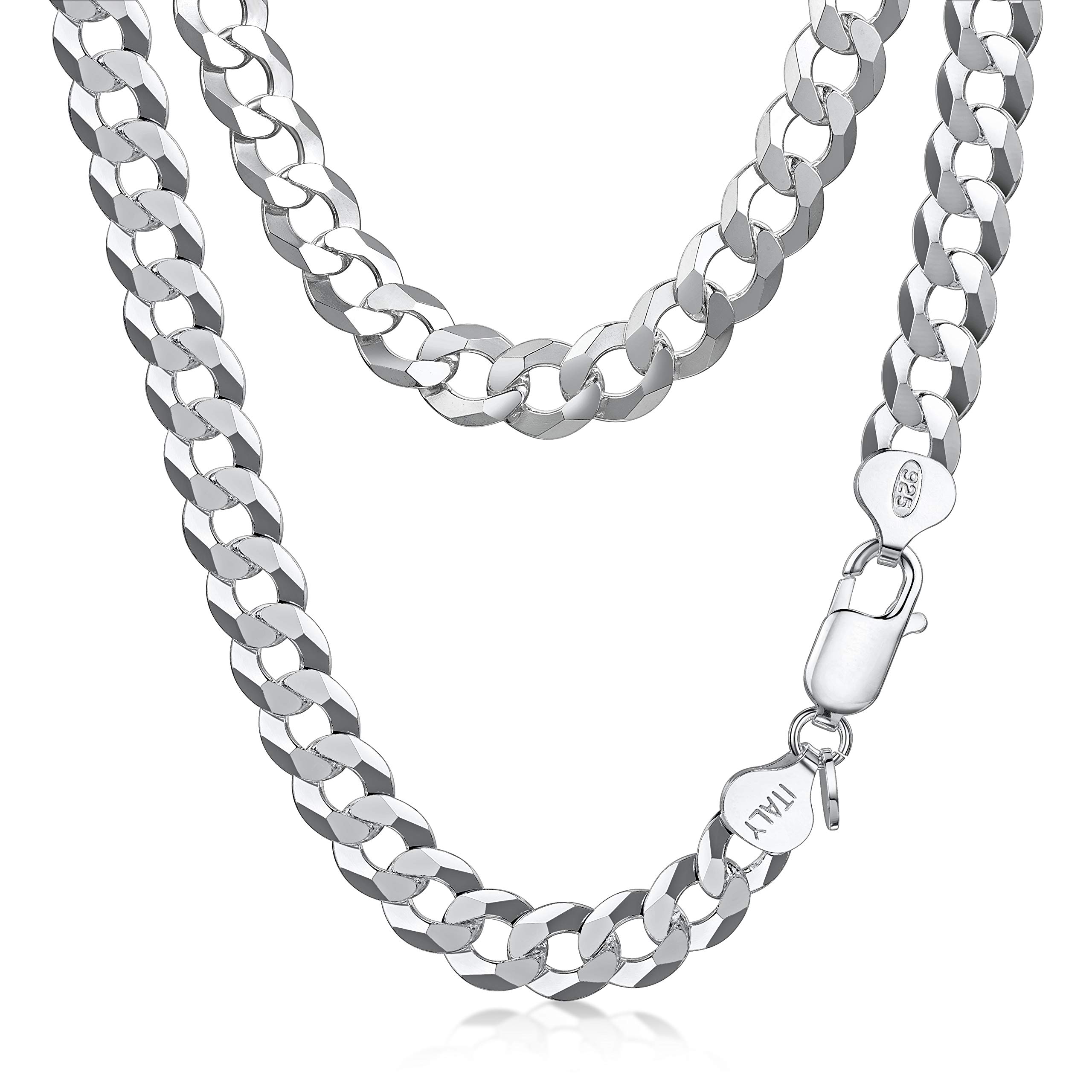 Amberta 925 Sterling Silber Halskette Herren Kubaner Kette, Italienische Miami Panzerkette