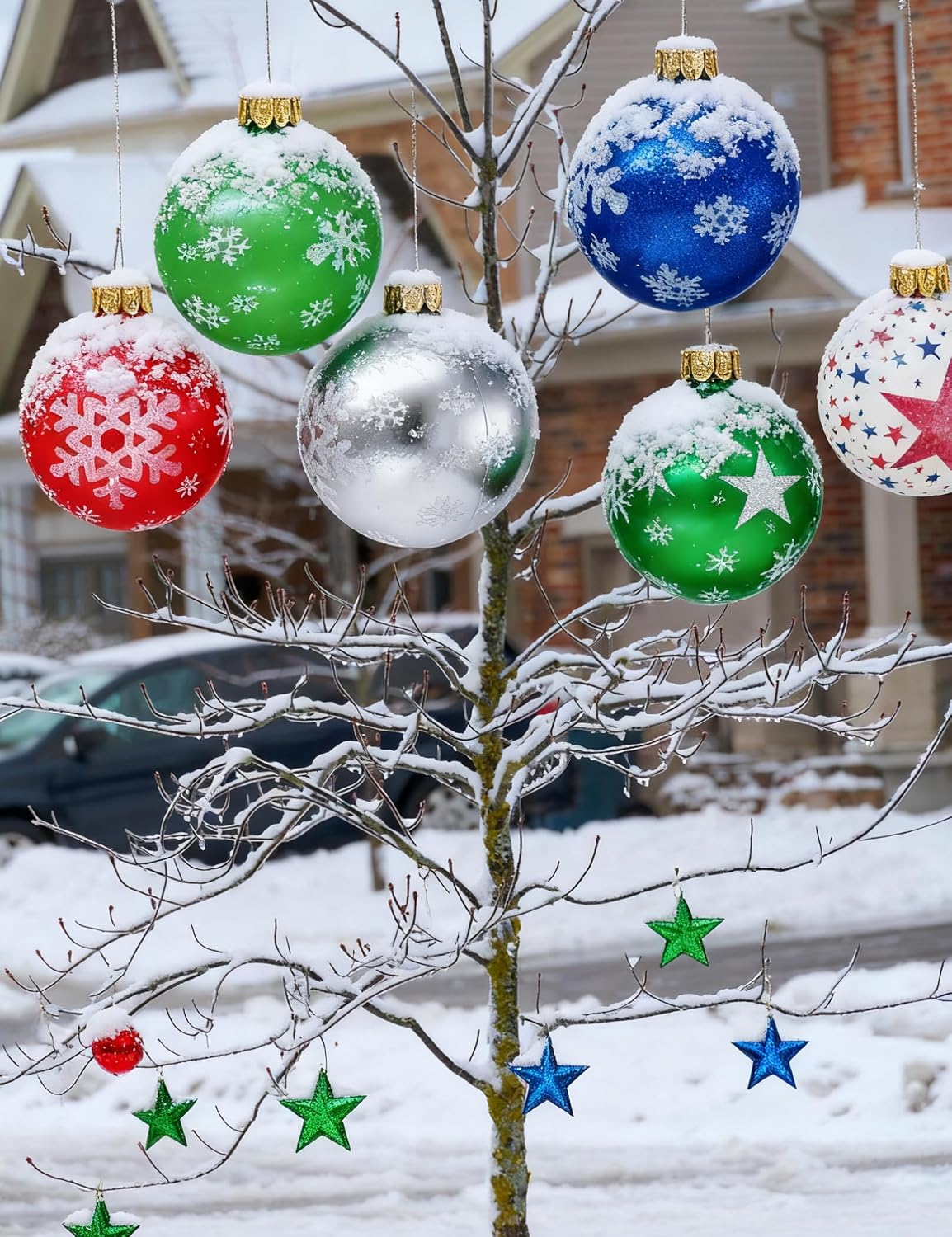 9'' Inflatable Christmas Ornaments (15-Pack) | Large Outdoor Decor Balls for Yard, Patio & Tree | Festive Holiday Party Decorations