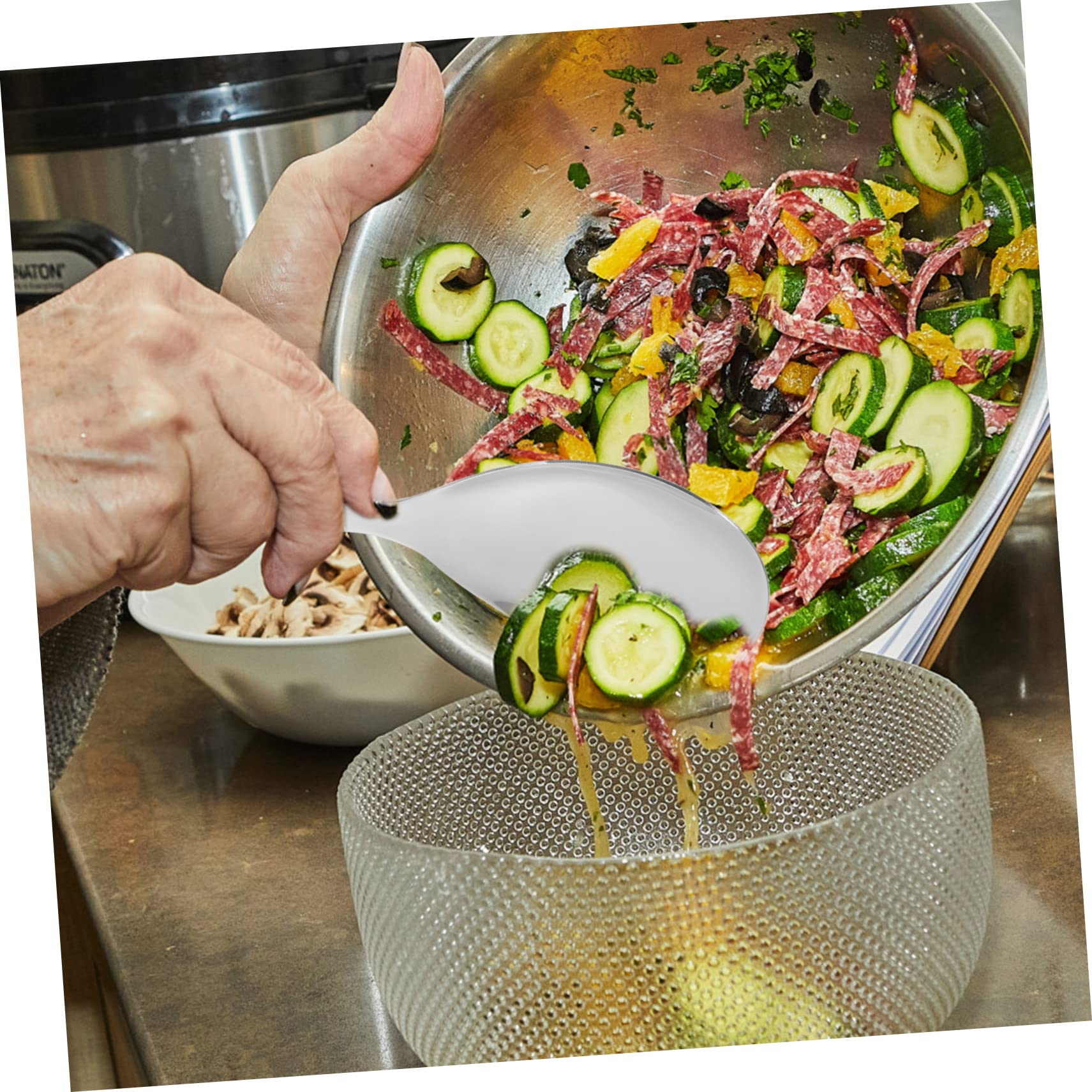 MUCKLILY Convenient Rice Spoon Portable Stainless Steel Spatula for Household Restaurant Use