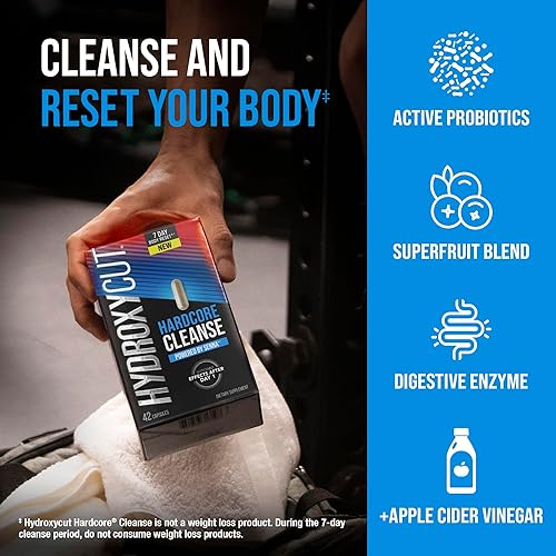Miniatura 4 de Hydroxycut Hardcore Cleanse - 42 cápsulas - Restablecimiento corporal de 7 días para hombres y mujeres - Incluye extracto de hoja de sena y vinagre