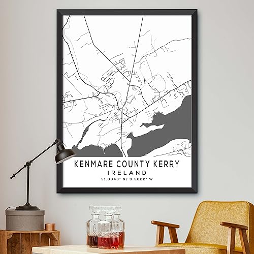 Mapa de Kenmare County Kerry, Irlanda, Light 2 (12x16)