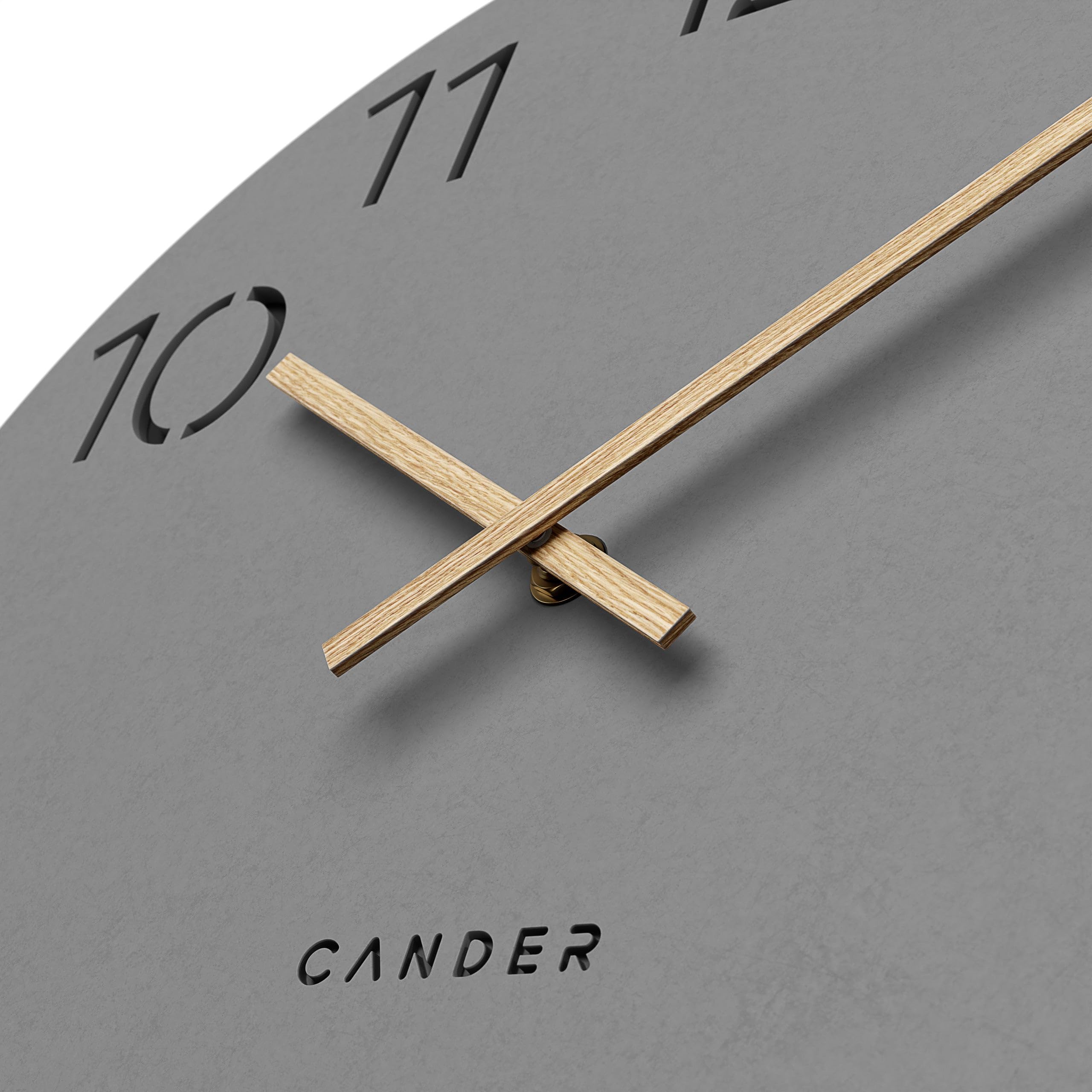 Cander Berlin MNU 2640 Y XXL Wanduhr lautlos 40 cm ohne Ticken analog Wohnzimmer modern Vintage grau schwarz Holz-Zeiger