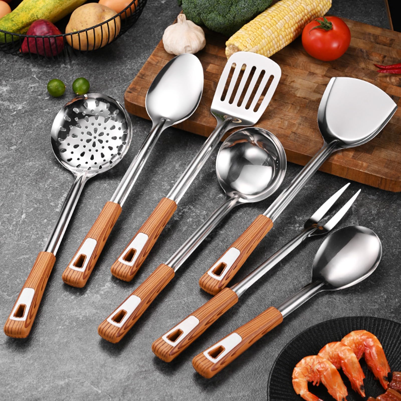10 Stück Besteck 201 Edelstahl Küchenhelfer Küchenutensilien Kochutensilien Geeignet zum Kochen Menschen Geschenk