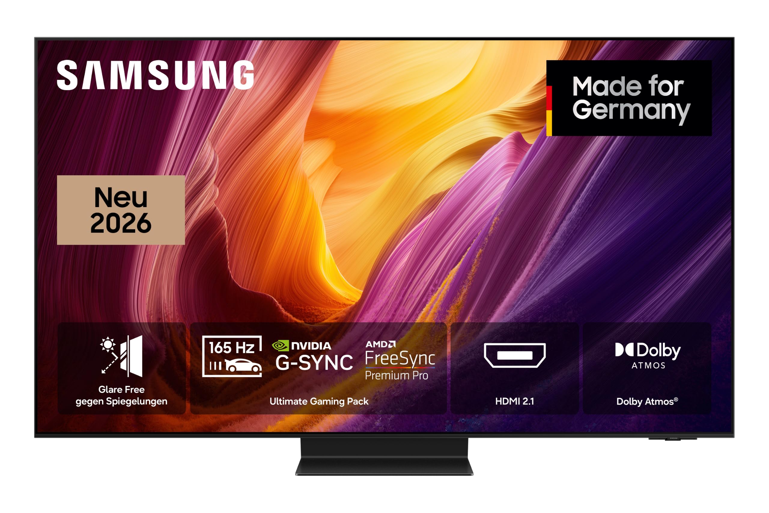 Samsung OLED S95H 4K 65 Zoll (163 cm), UHD Fernseher, Antireflexion mit Glare Free, OLED HDR pro, Ultimate Gaming Pack (NVIDIA G-SYNC & AMD FreeSync Pro) mit 165Hz, HDMI 2.1, Dolby Atmos, Smart AI TV