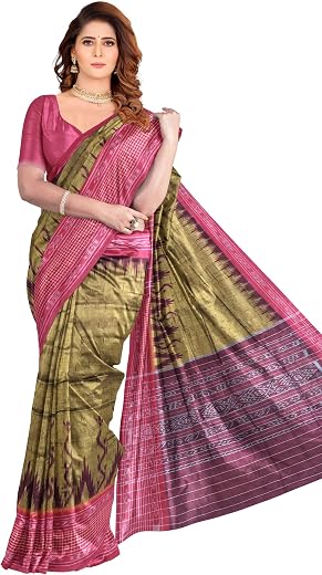 Sambalpuri Handloom Saree Women's Cotton Saree Odisha Handloom Handmade Pure Cotton Khandua Natural Cotton Ikat Sambalpuri...