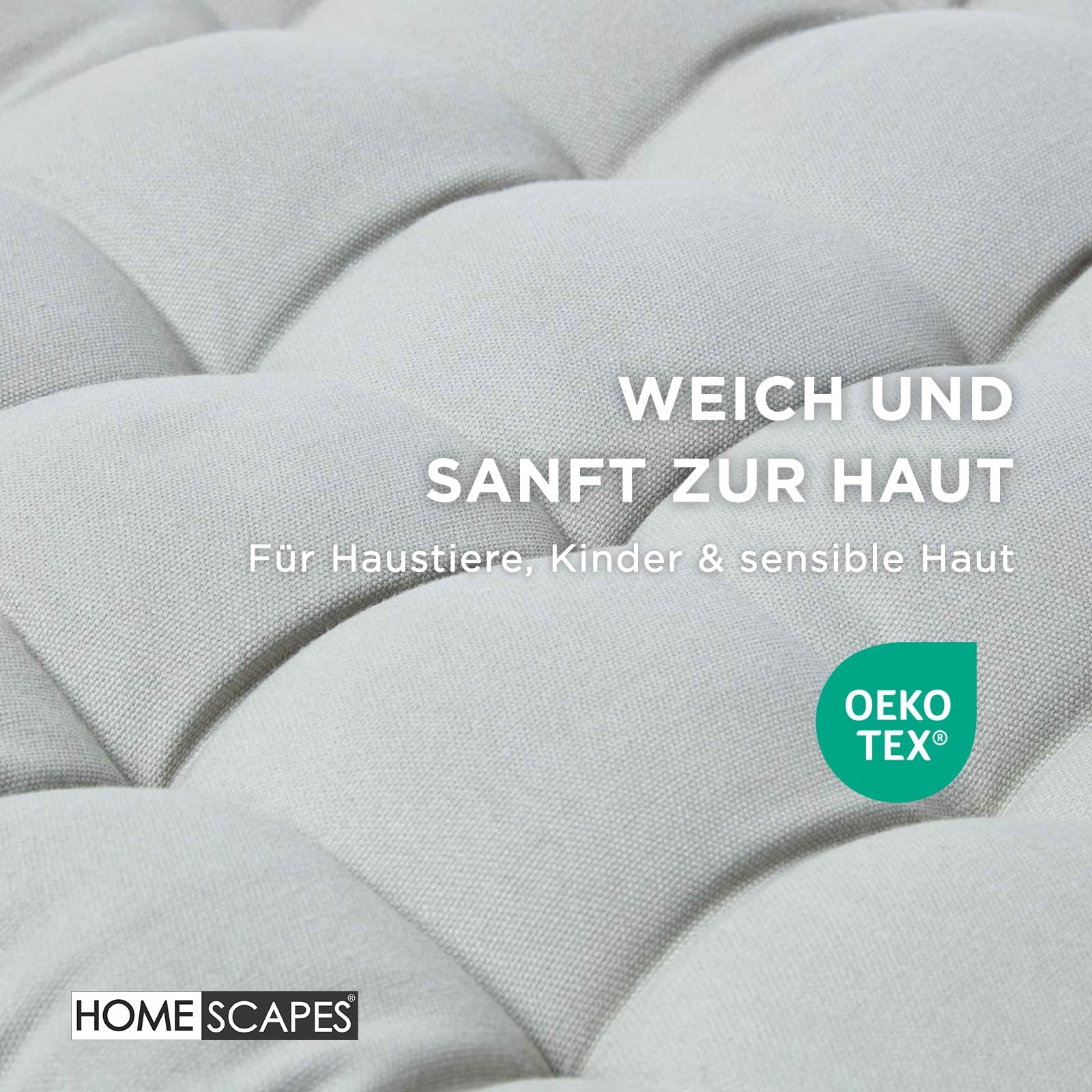 Homescapes Bankauflage 2-Sitzer grau – Sitzkissen Bank Outdoor/Indoor, Oeko-TEX-Zertifiziert, Sitzauflage waschbar für Gartenbank & Sitzbank, 108x42 cm