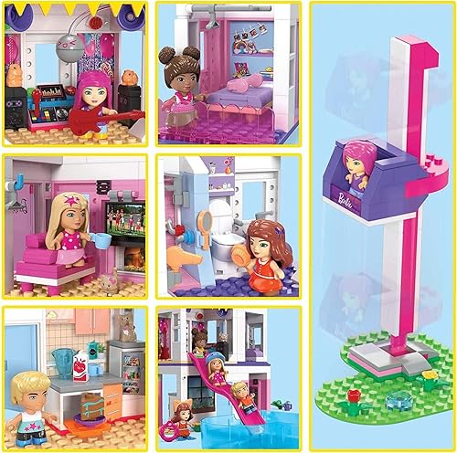 Miniatura 8 de MEGA Barbie - Juego de juguetes de construcción de revelación de color, DreamHouse con 545 piezas, 5 micromuñecas, 6 mascotas y accesorios, más de