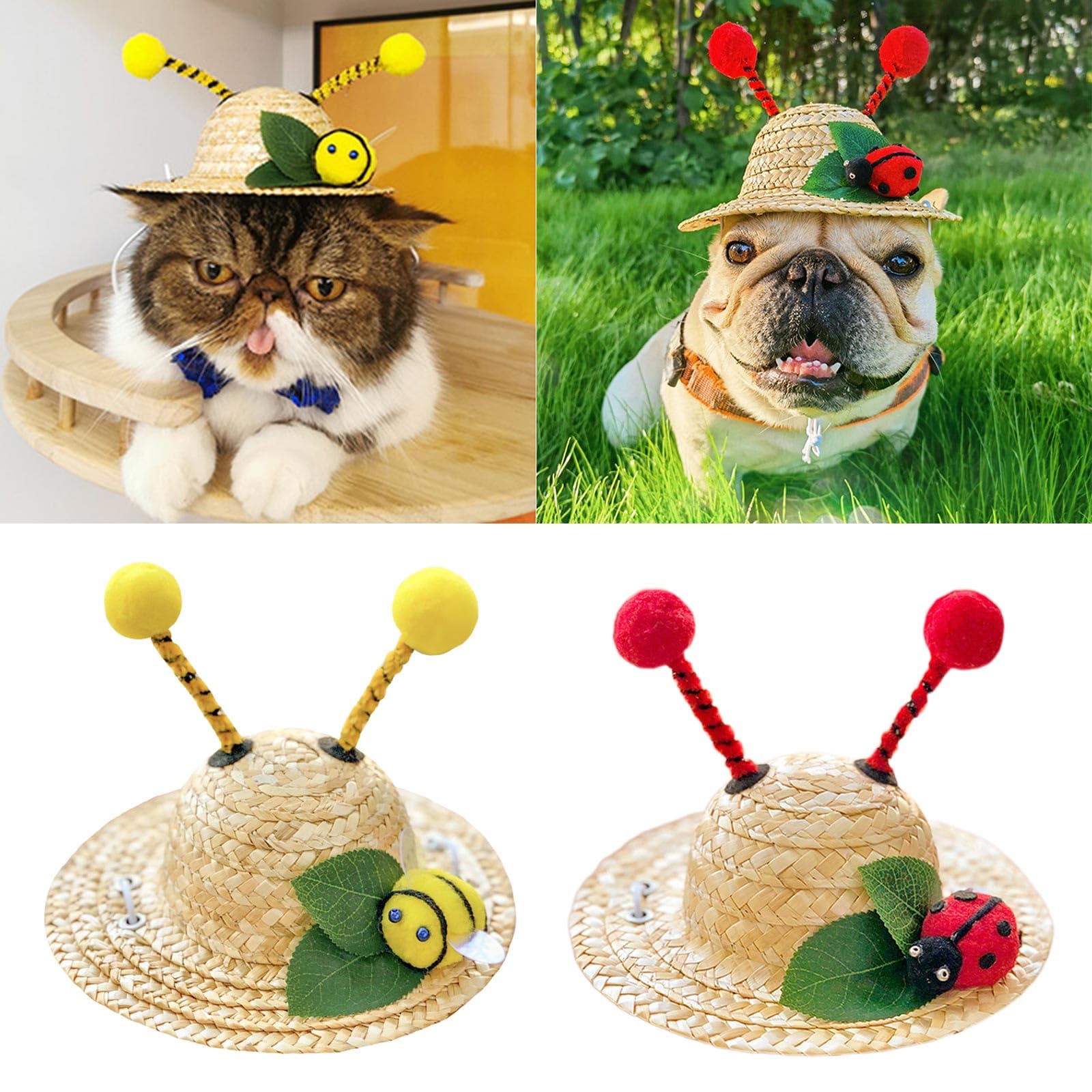 REDYY Pet Straw Hat Lovely Dog Hat Outdoor Pet Gear Pet Party Hat Fashion Dog Outfit for Outdoor Activity Pets Straws Hat