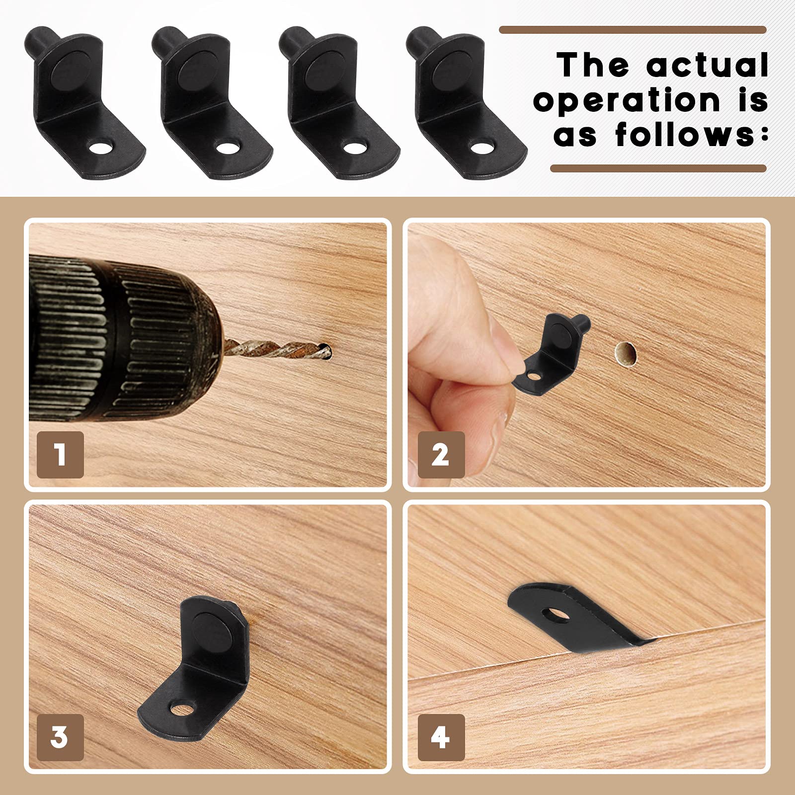 L-Shelf Support Pegs - 60 Pack Black Steel -6