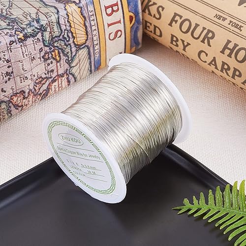 Miniatura 7 de Airssory Alambre de cuentas de metal de cobre de calibre 0.016 in26, chapado de larga duración para envolver lazos torcidos, fabricación de joyas y