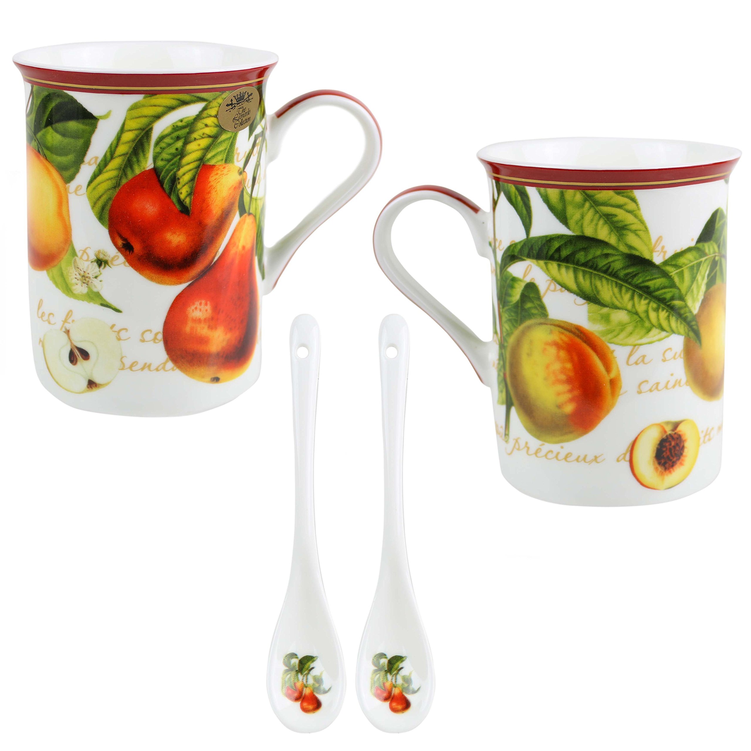 Fine China Fruit Garden Mug/Cup & Spoons Set by Leonardo Gift Box Mothers Day