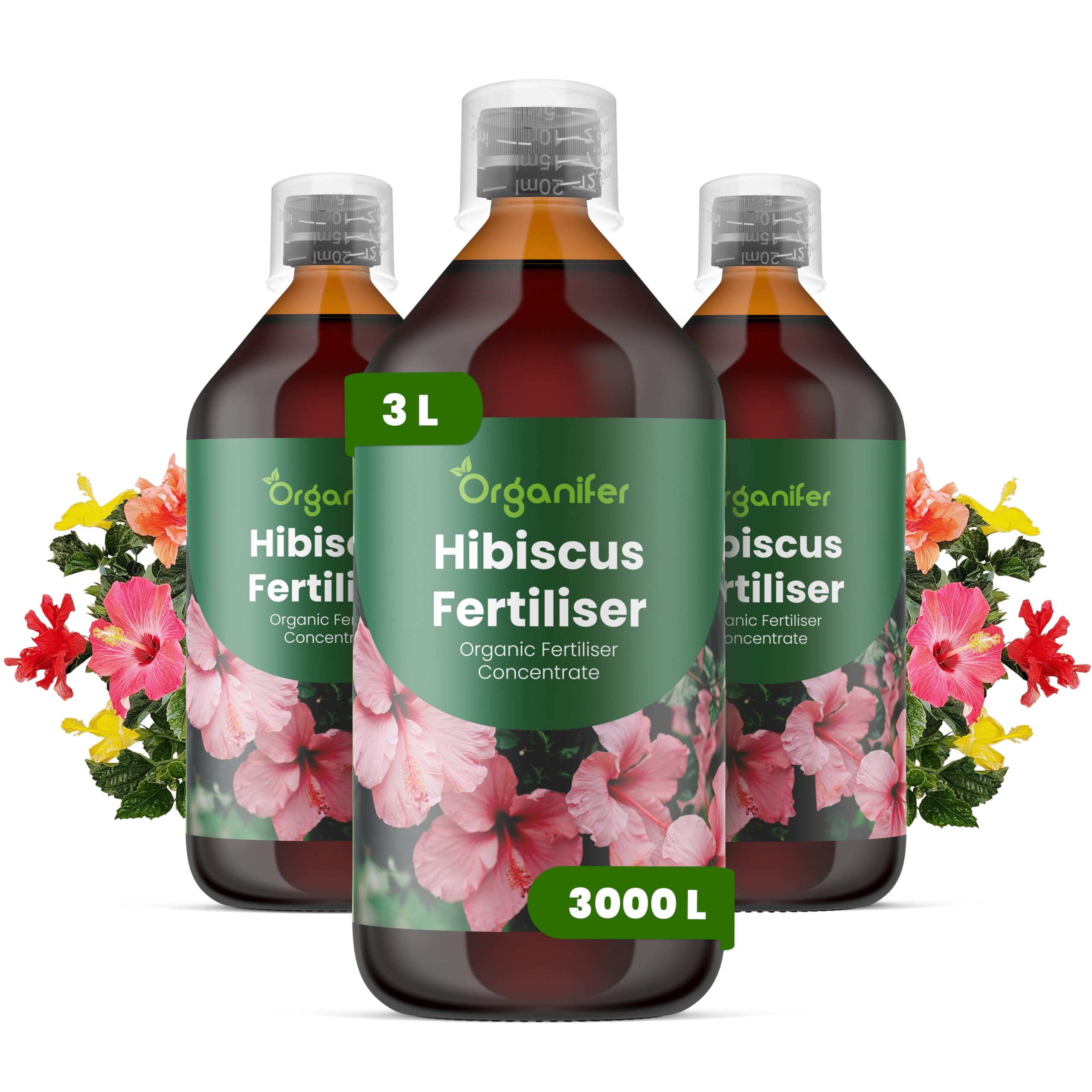 Nawóz Do Hibiskusa Nawóz Płynny - 3x1L - NPK 2-1-8 | Płynny Nawóz Do Roślin Dla Kompaktowych Roślin I Intensywnych Kolorów Kwiatów - Organifer