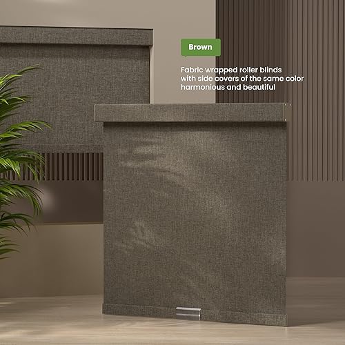 Miniatura 2 de Persianas enrollables opacas de lino para ventanas, sin cordones, para oscurecer la habitación, persianas enrollables fáciles de instalar con cenefa