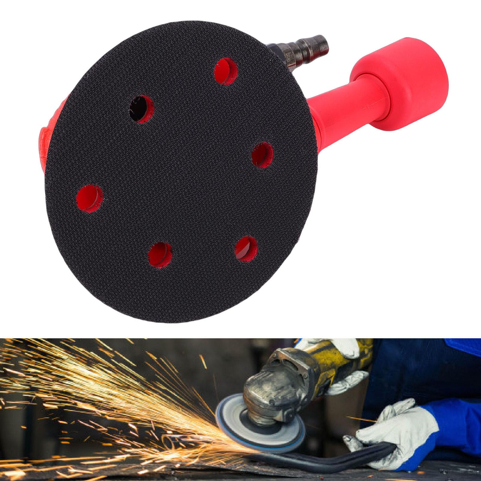 Oumefar Lijadora Orbital Aleatoria de 5 Pulgadas Lijadora de Aire Orbital Aleatoria Neumática Acero de Aleación Órbita de 5 Mm 14000 RPM Base de Cierre de Bucle