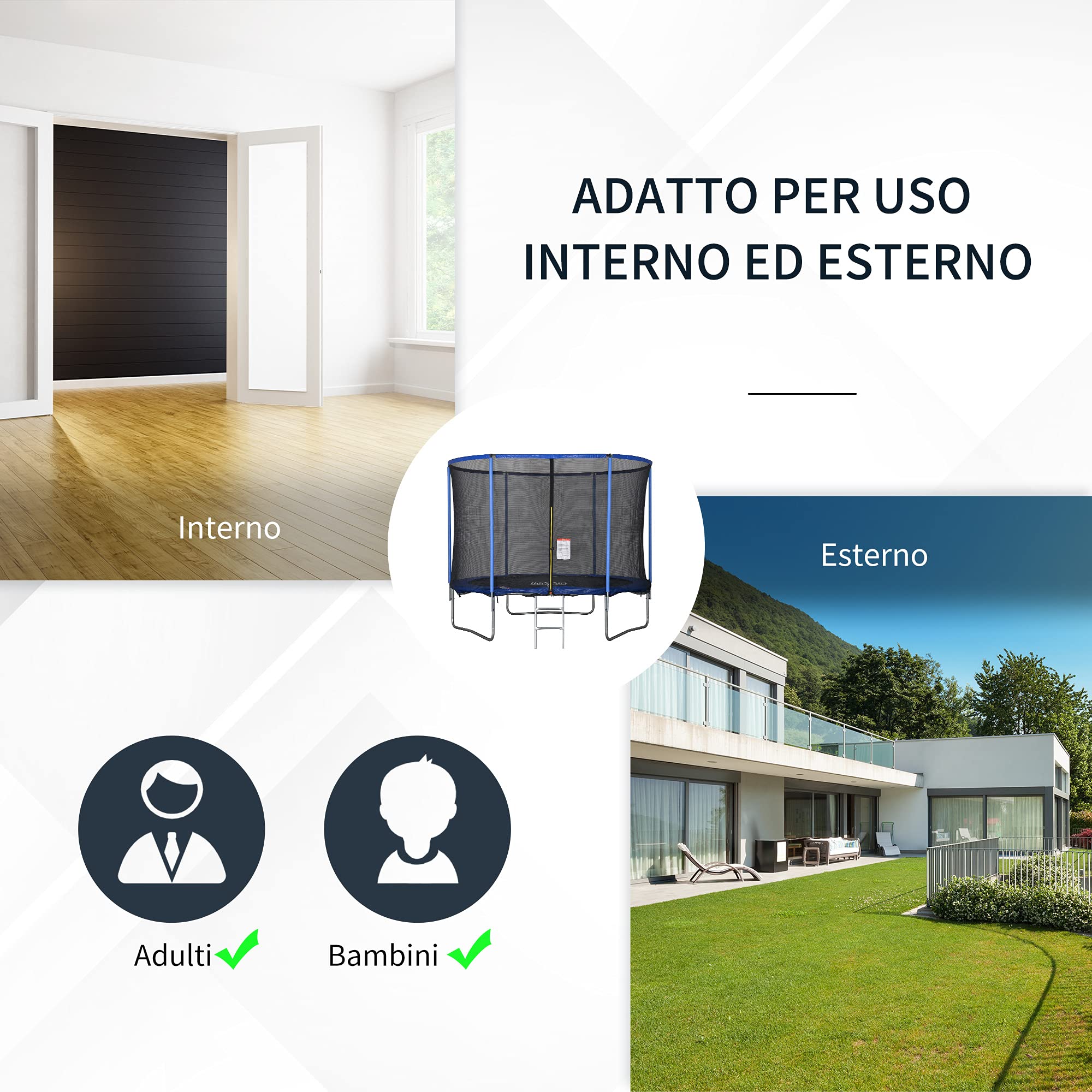 HOMCOM Trampolino Elastico da Esterno, Tappeto Elastico per