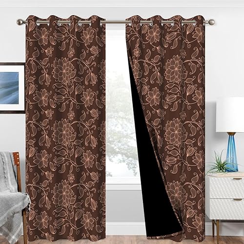 Miniatura 20 de Juego de 2 paneles de cortinas opacas florales azules de 84 pulgadas de largo, con aislamiento térmico insonorizado, con ojales, para oscurecer la