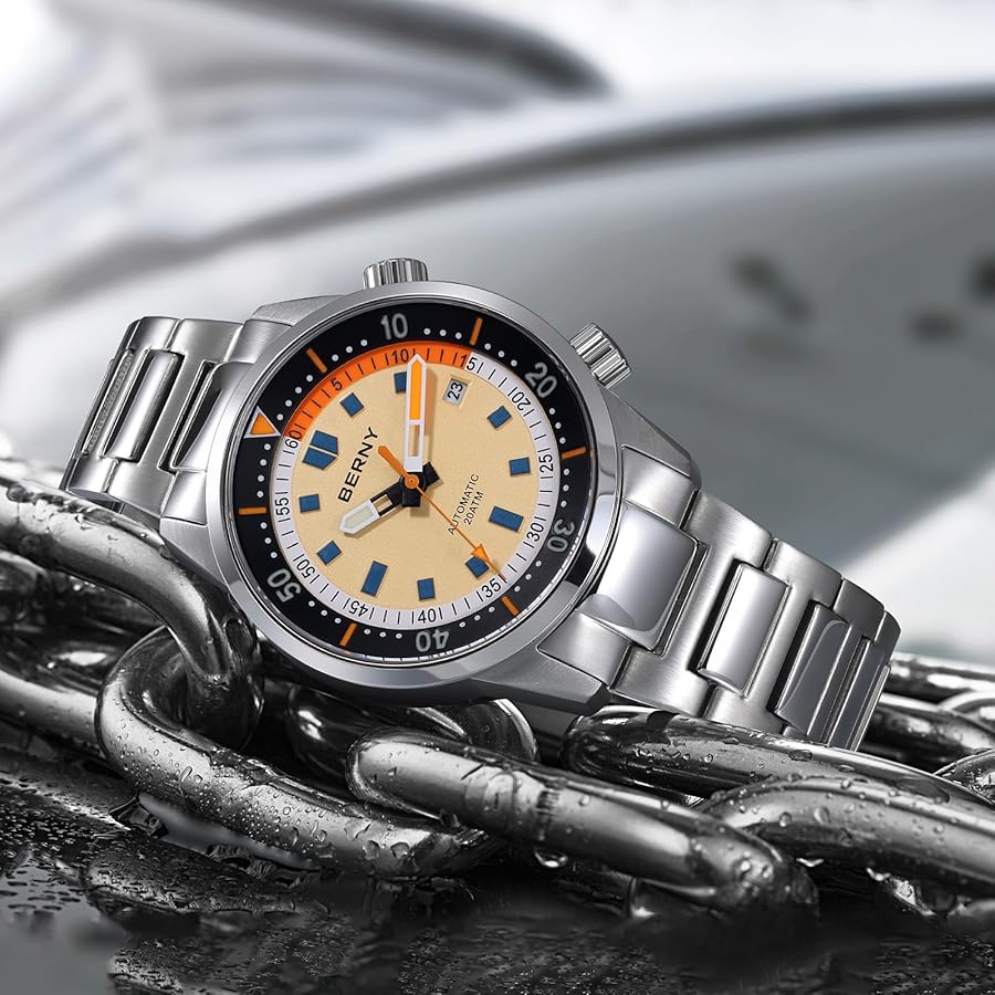 Amazon.co.jp: BERNY ダイバーズウォッチ 腕時計 メンズ メンズ 自動