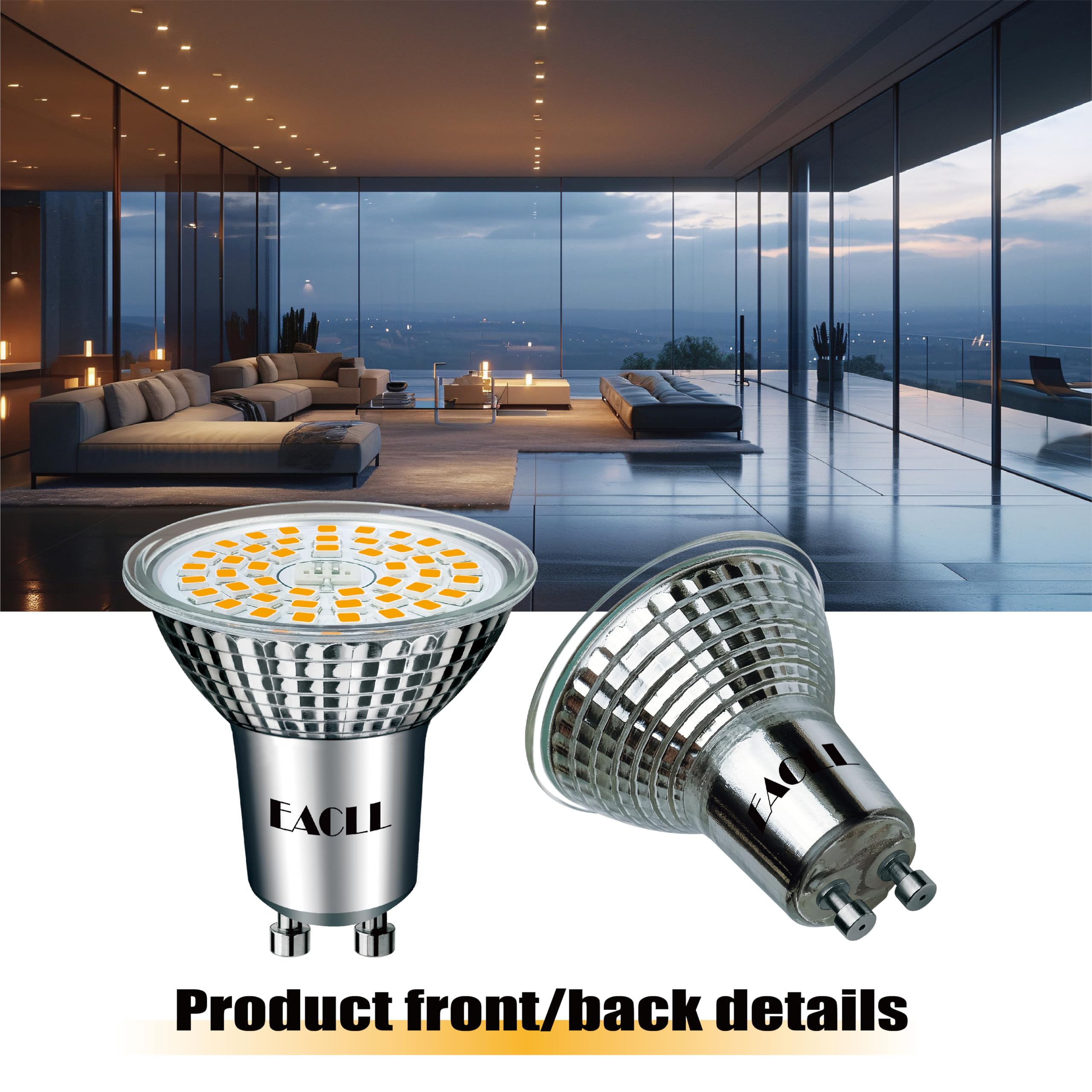 EACLL GU10 LED Warmweiss 10W Ersetzt 140W Halogen Leuchtmittel, 10er-Pack. 1050 Lumen 3000K Birnen, AC 230V Flimmerfrei Strahler, Abstrahlwinkel 120 Grad Spot, Nicht Dimmbar Ø50xH53mm Reflektorlampen