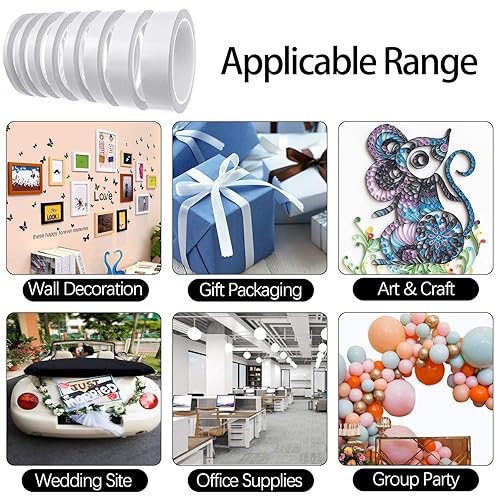 Miniatura 3 de Cinta de doble cara para arte manualidades fotografía álbumes de recortes lágrima a mano respaldo de papel 6 rollos ancho 0236in 0354in 0472in 0591in