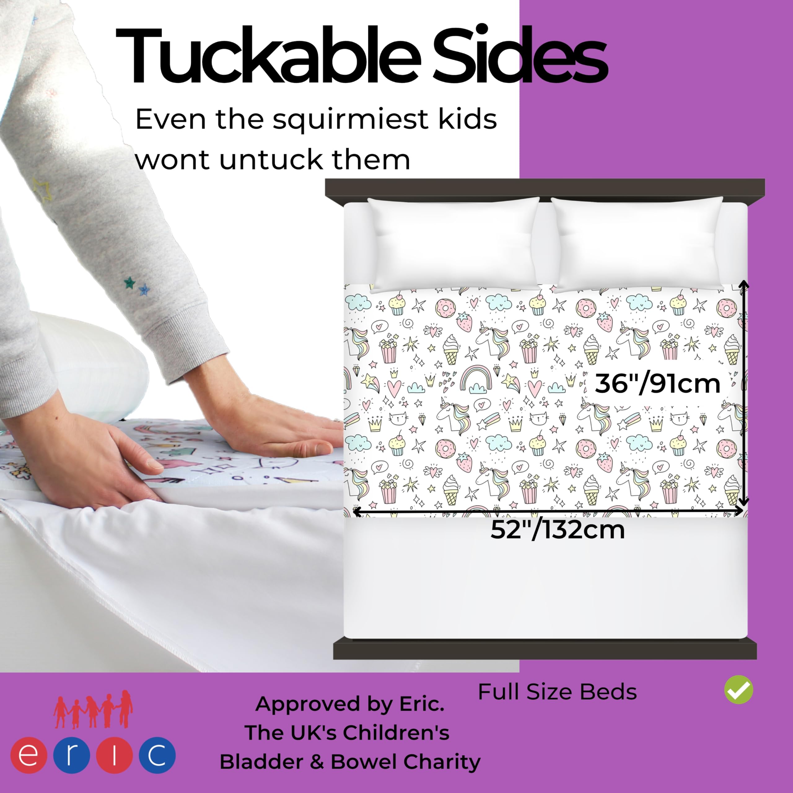 Hygge Sheets - Almohadillas de entrenamiento para orinar para niños y niños pequeños, 100 % impermeable, almohadilla antideslizante para camas de tamaño matrimonial, lavable, reutilizable, colchón y